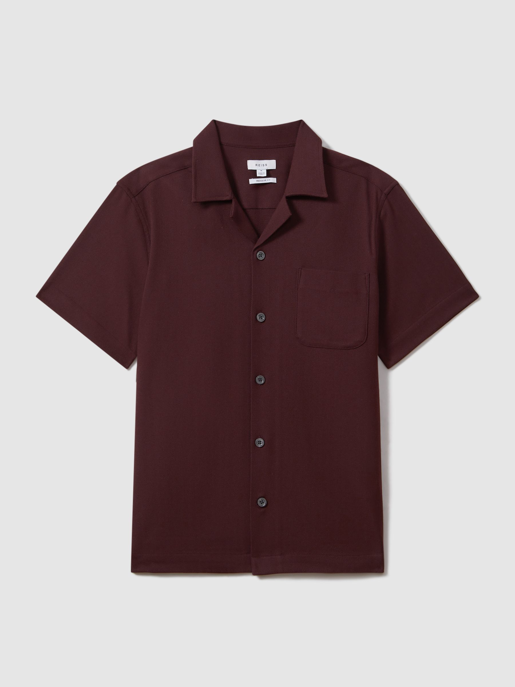 Herringbone Cuban Collar Shirt in Tobacco - Image 2 of 5