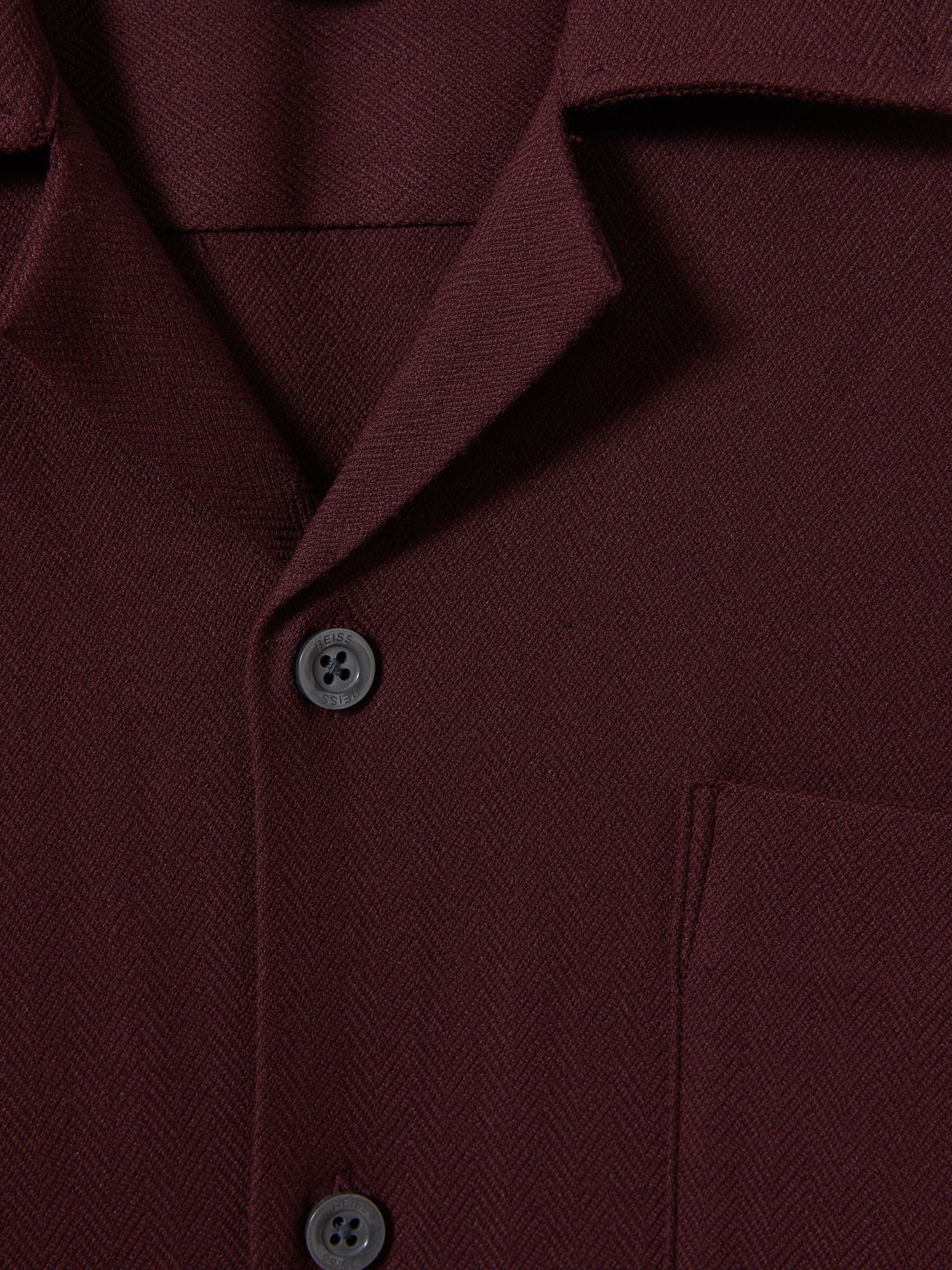 Herringbone Cuban Collar Shirt in Tobacco - Image 5 of 5