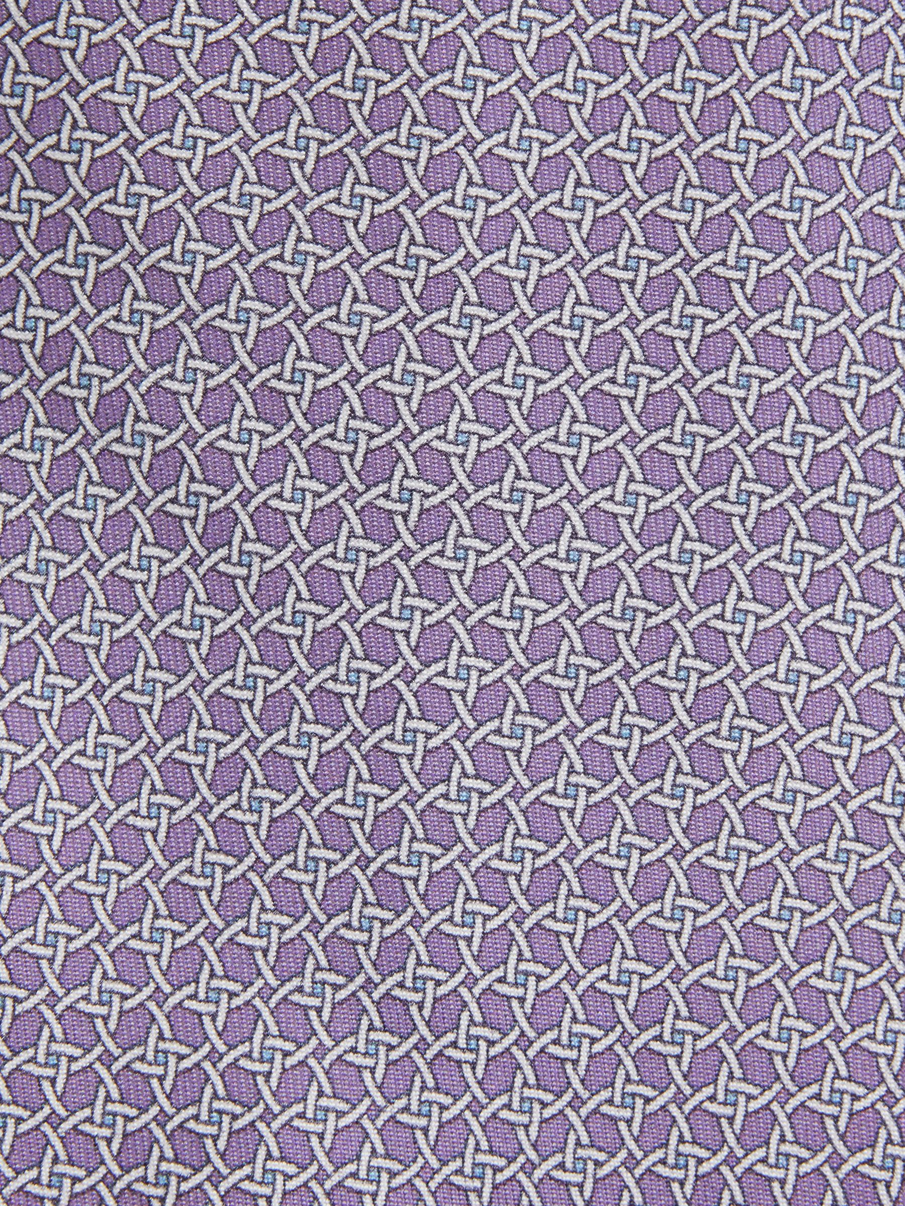 Silk Geometric Print Tie in Orchid - Image 5 of 5