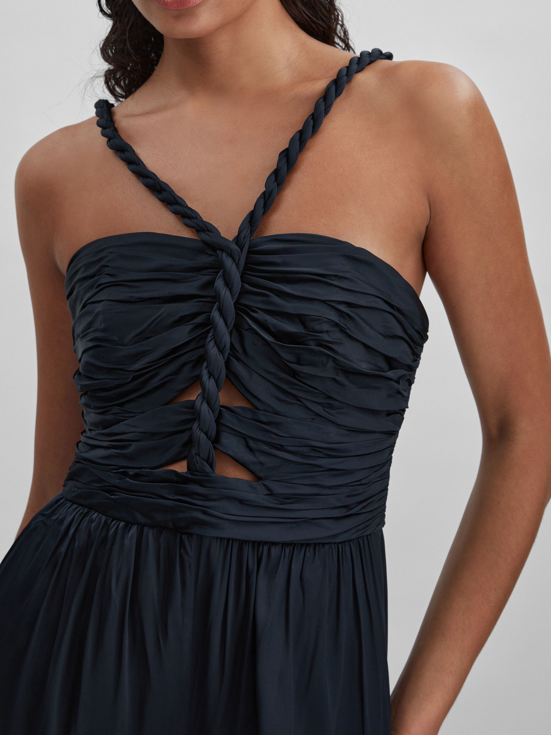 Amur Ruche Detail Wide Leg Jumpsuit in Navy - Image 4 of 6