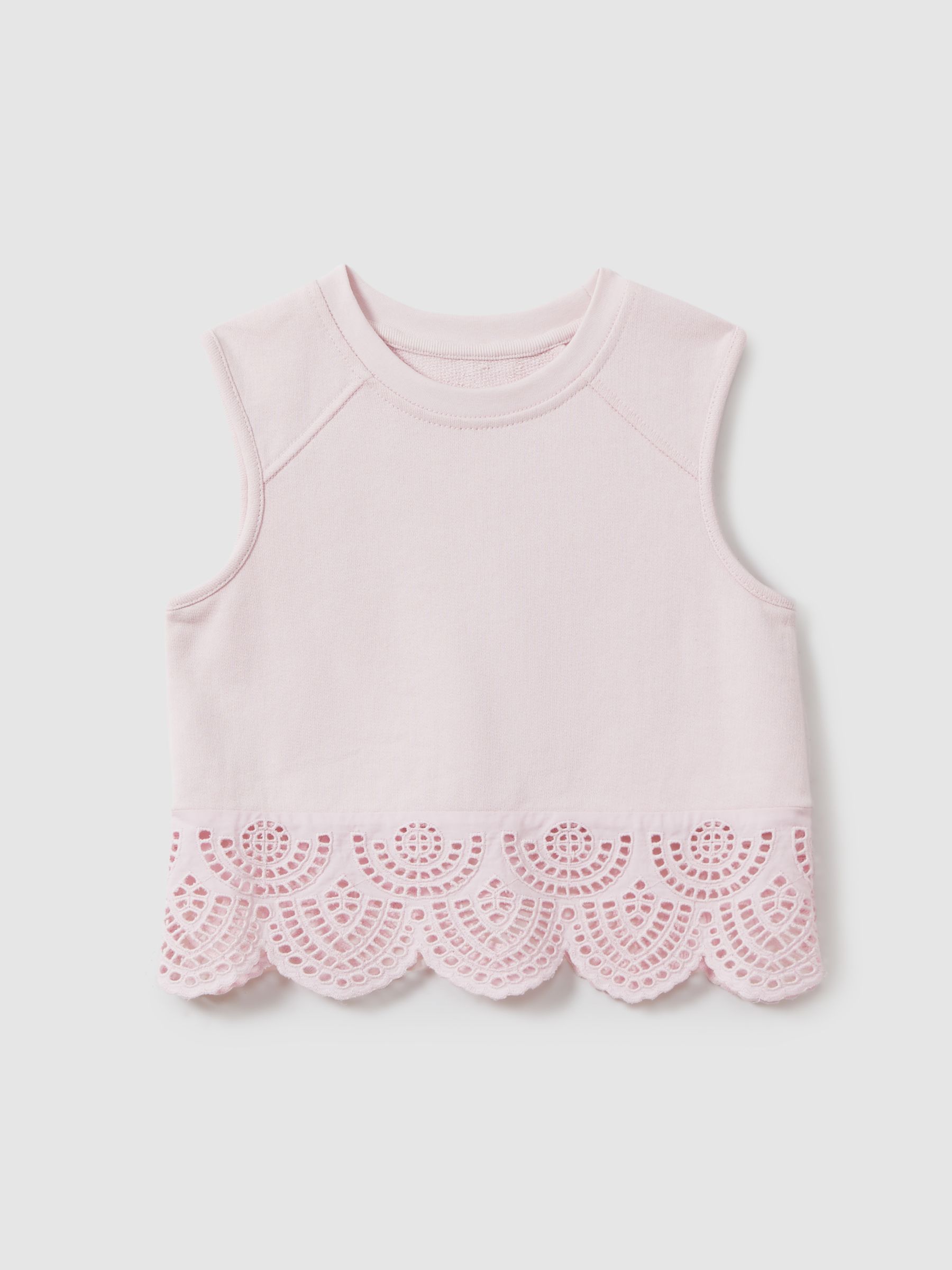 9-13 yrs Cotton Broderie Top Co-Ord in Pink - Image 1 of 4