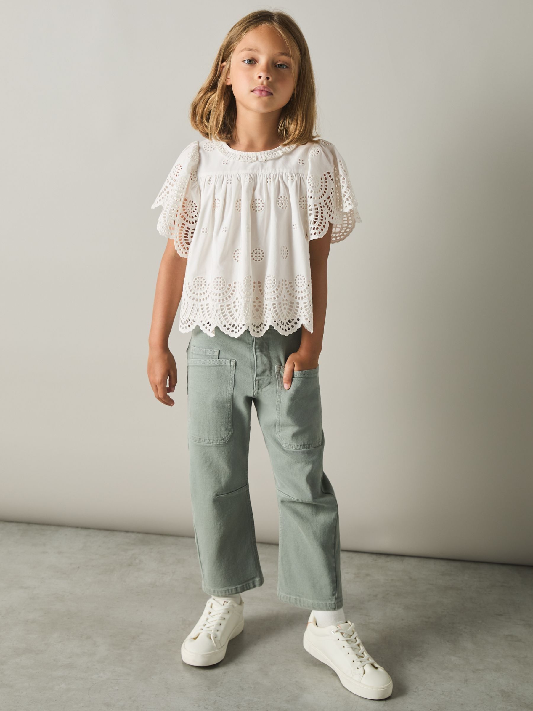 4-9 yrs Cotton Broderie Blouse in Ivory - Image 1 of 4