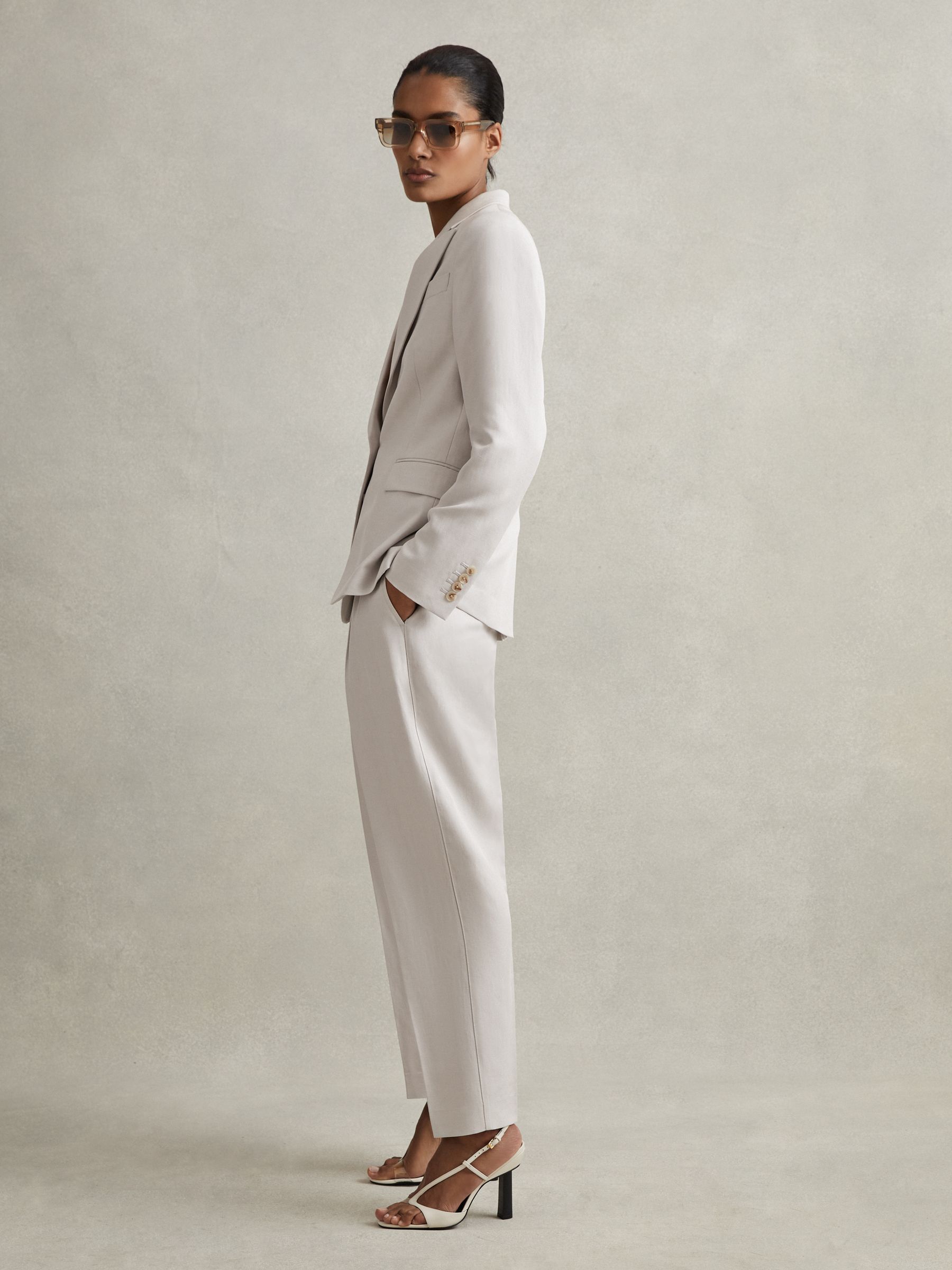 Petite Tapered Suit Trousers with TENCEL™ Fibers in Light Grey - Image 1 of 7