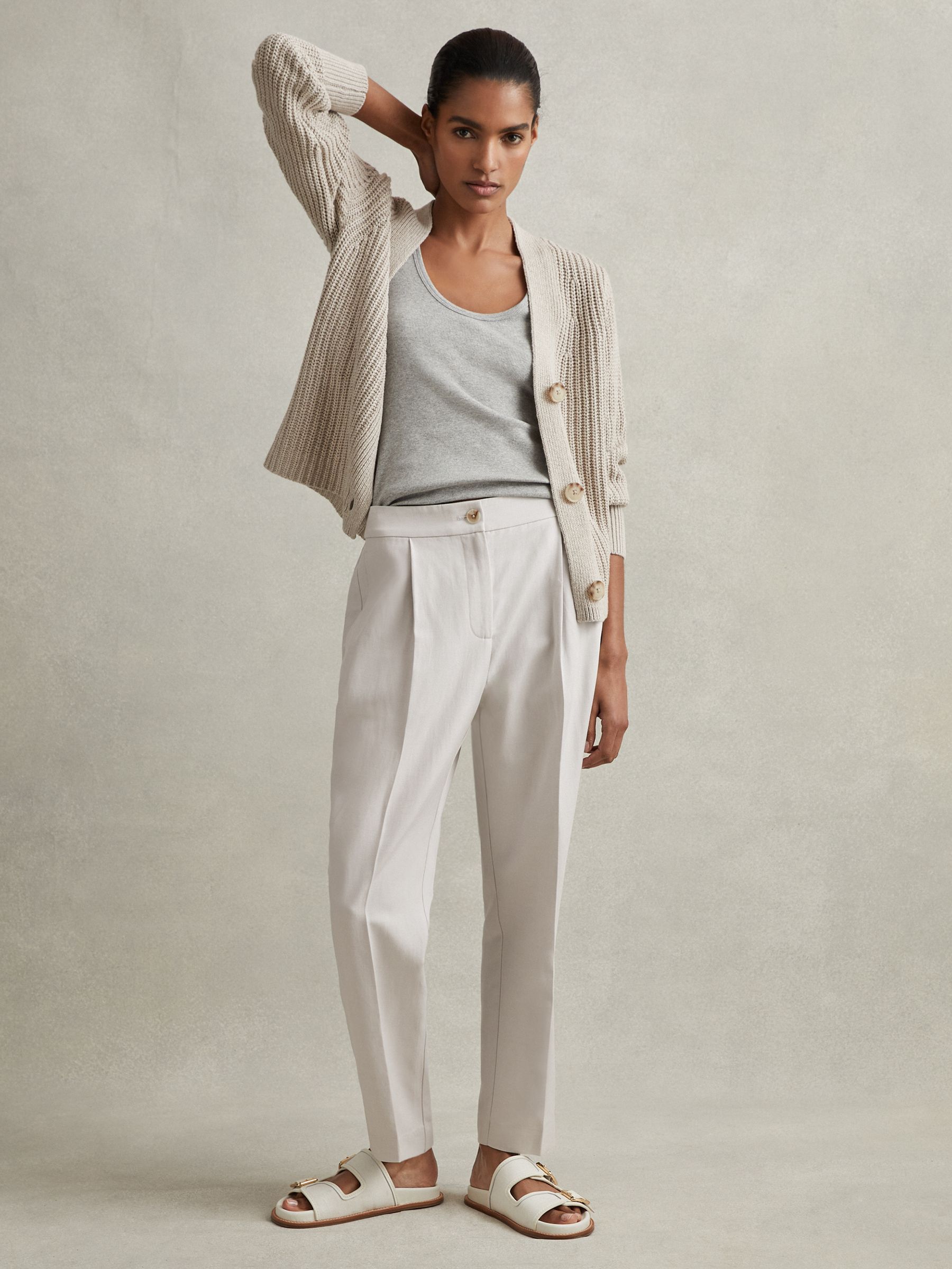 Petite Tapered Suit Trousers with TENCEL™ Fibers in Light Grey - Image 4 of 7