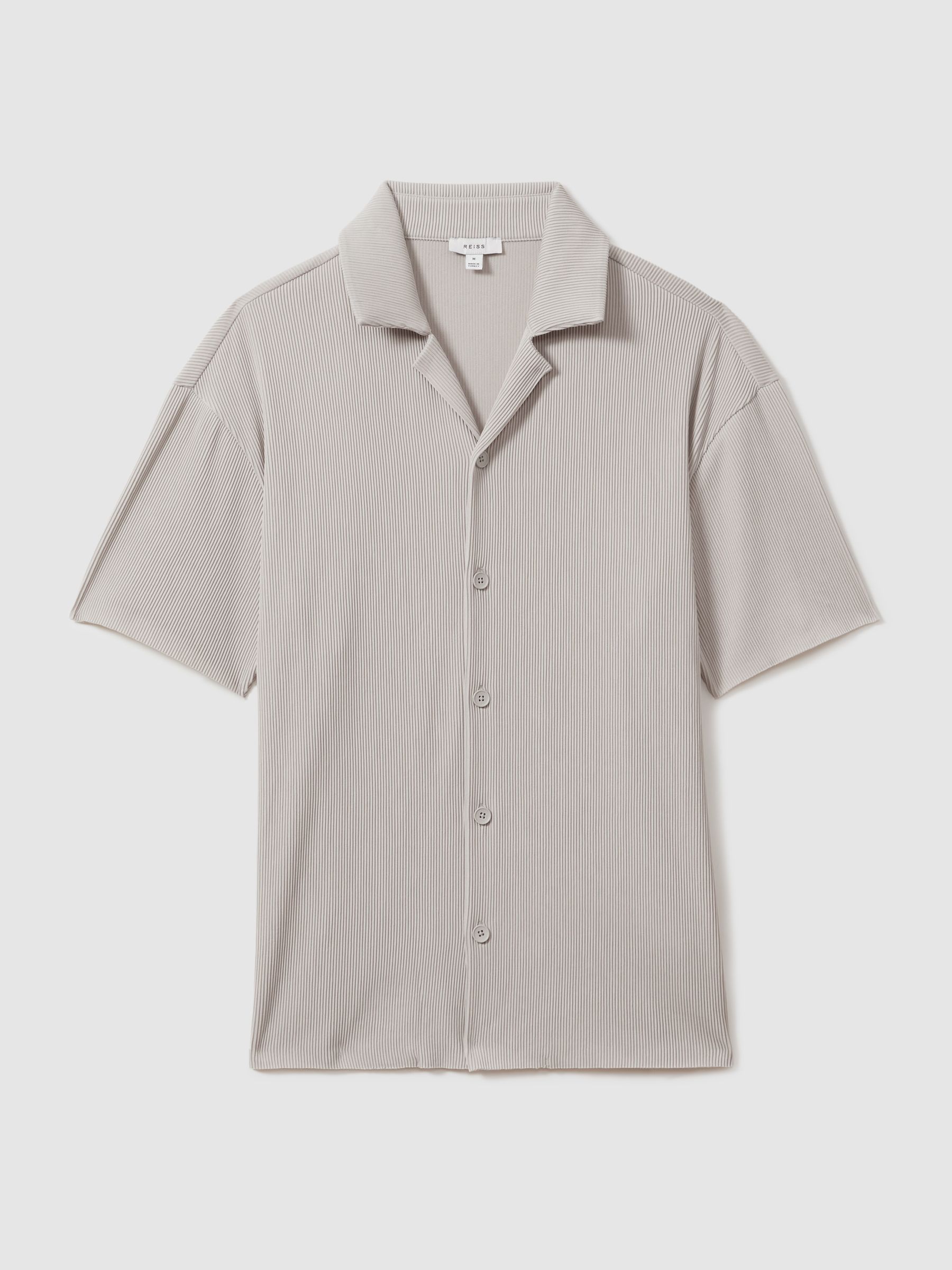Ribbed Cuban Collar Shirt in Silver - Image 2 of 6