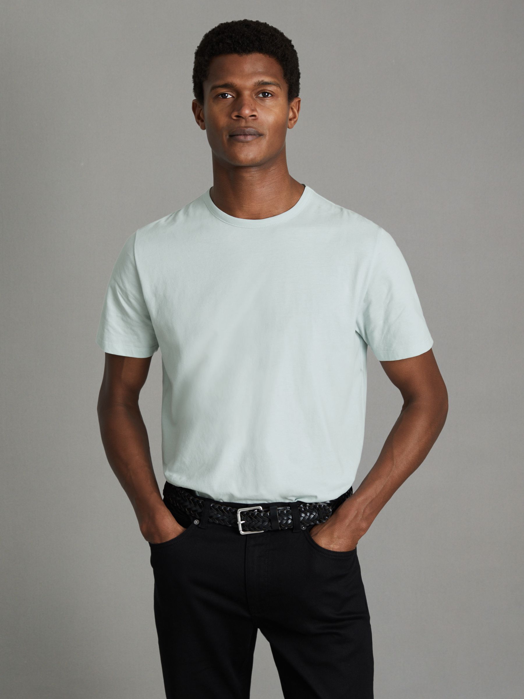 Cotton Crew Neck T-Shirt in Mint - Image 3 of 6