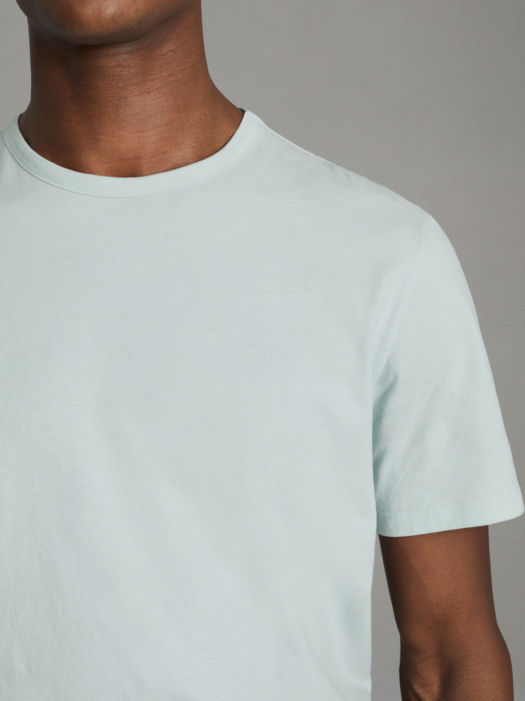 Cotton Crew Neck T-Shirt in Mint - Image 4 of 6