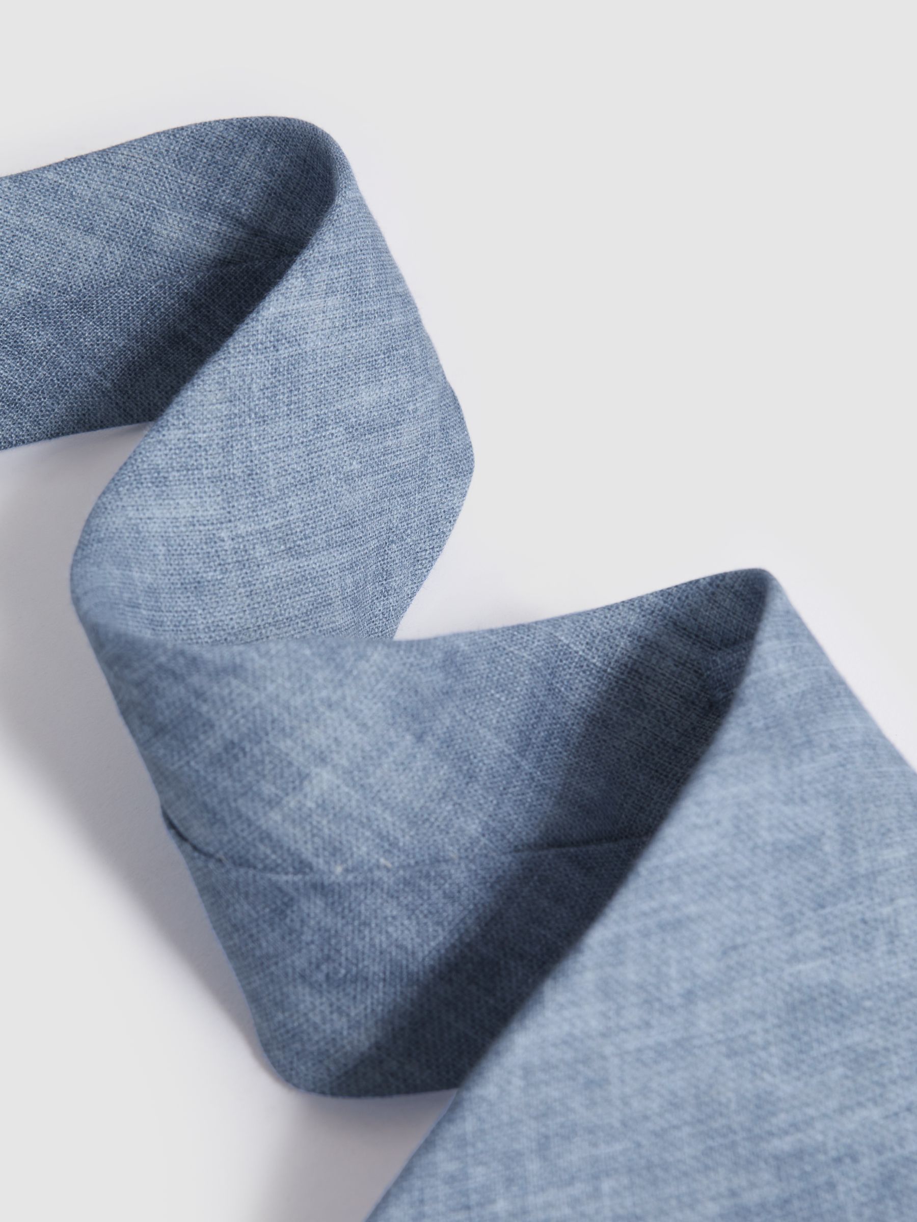 Linen Tie in Denim Melange - Image 3 of 5