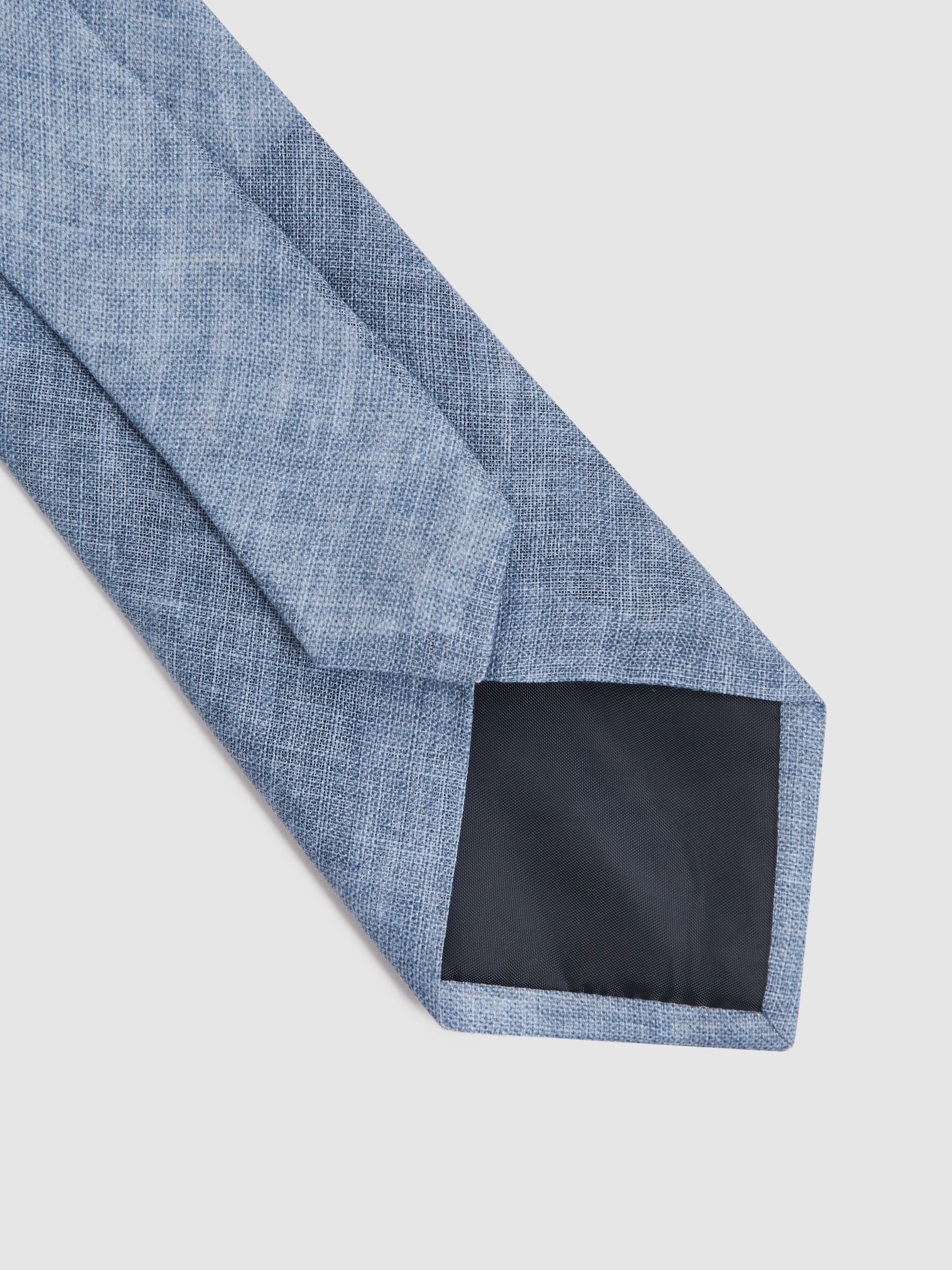 Linen Tie in Denim Melange - Image 4 of 5