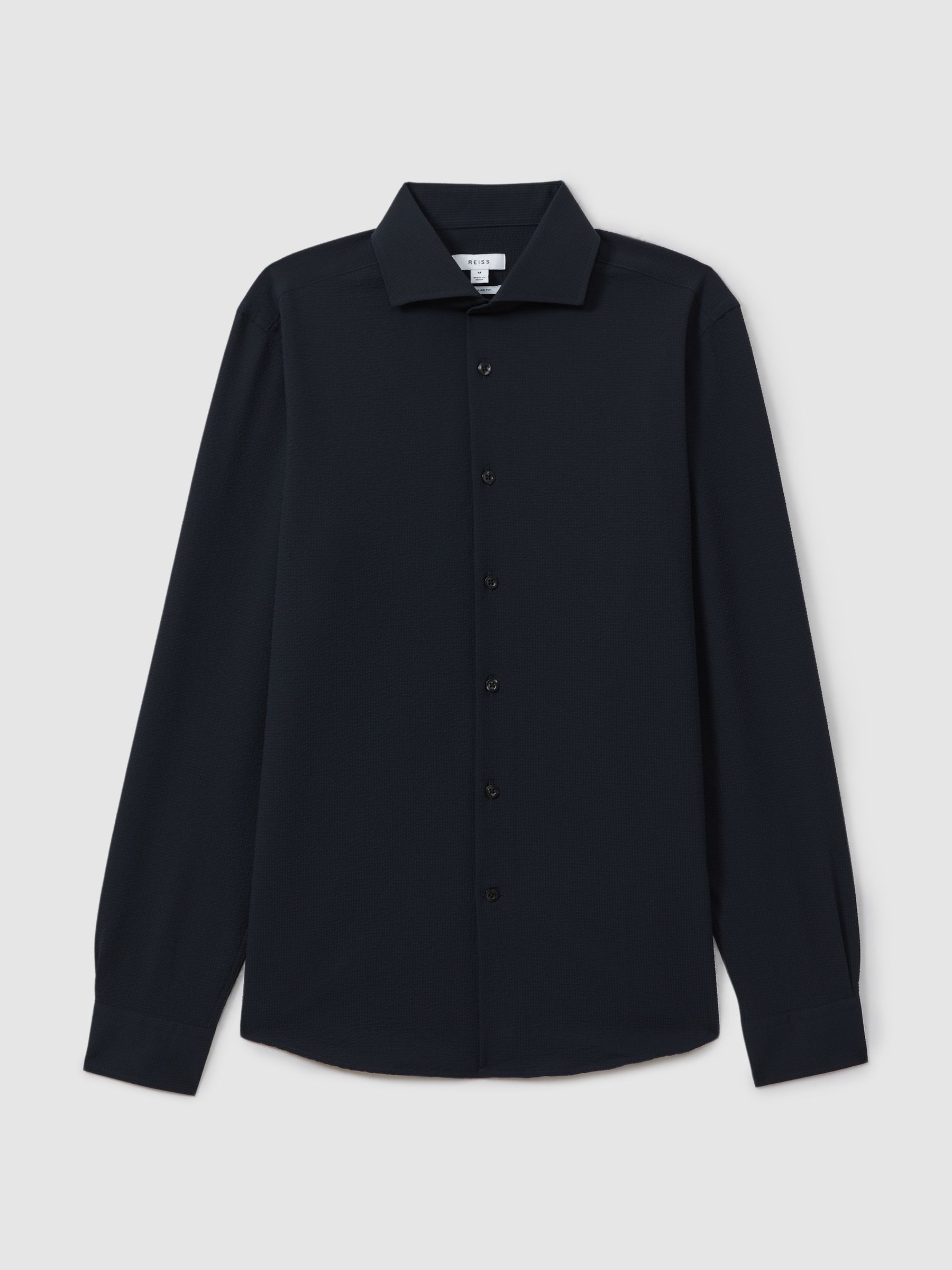 Textured Cutaway Collar Shirt in Navy - Image 2 of 6