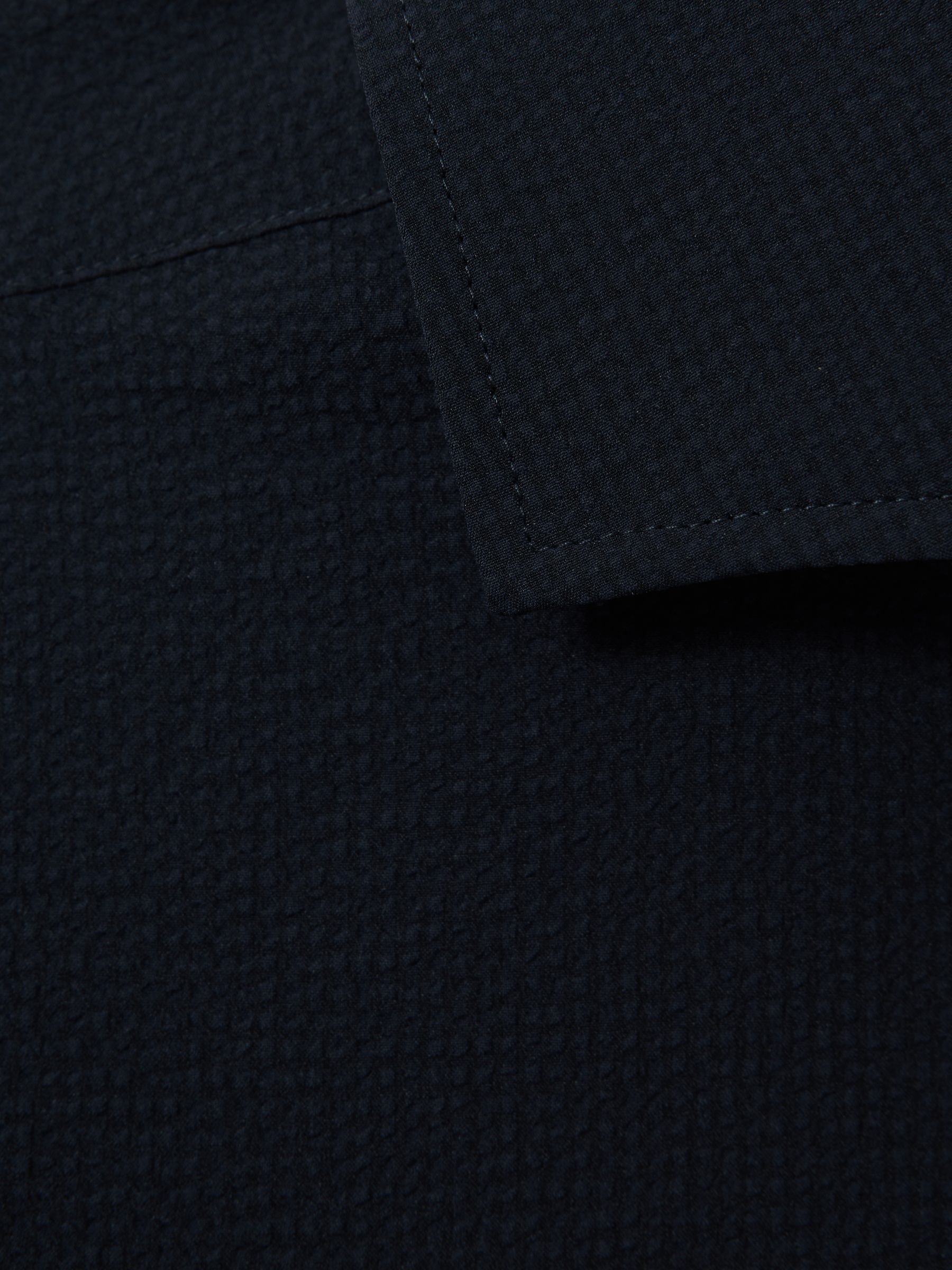 Textured Cutaway Collar Shirt in Navy - Image 6 of 6