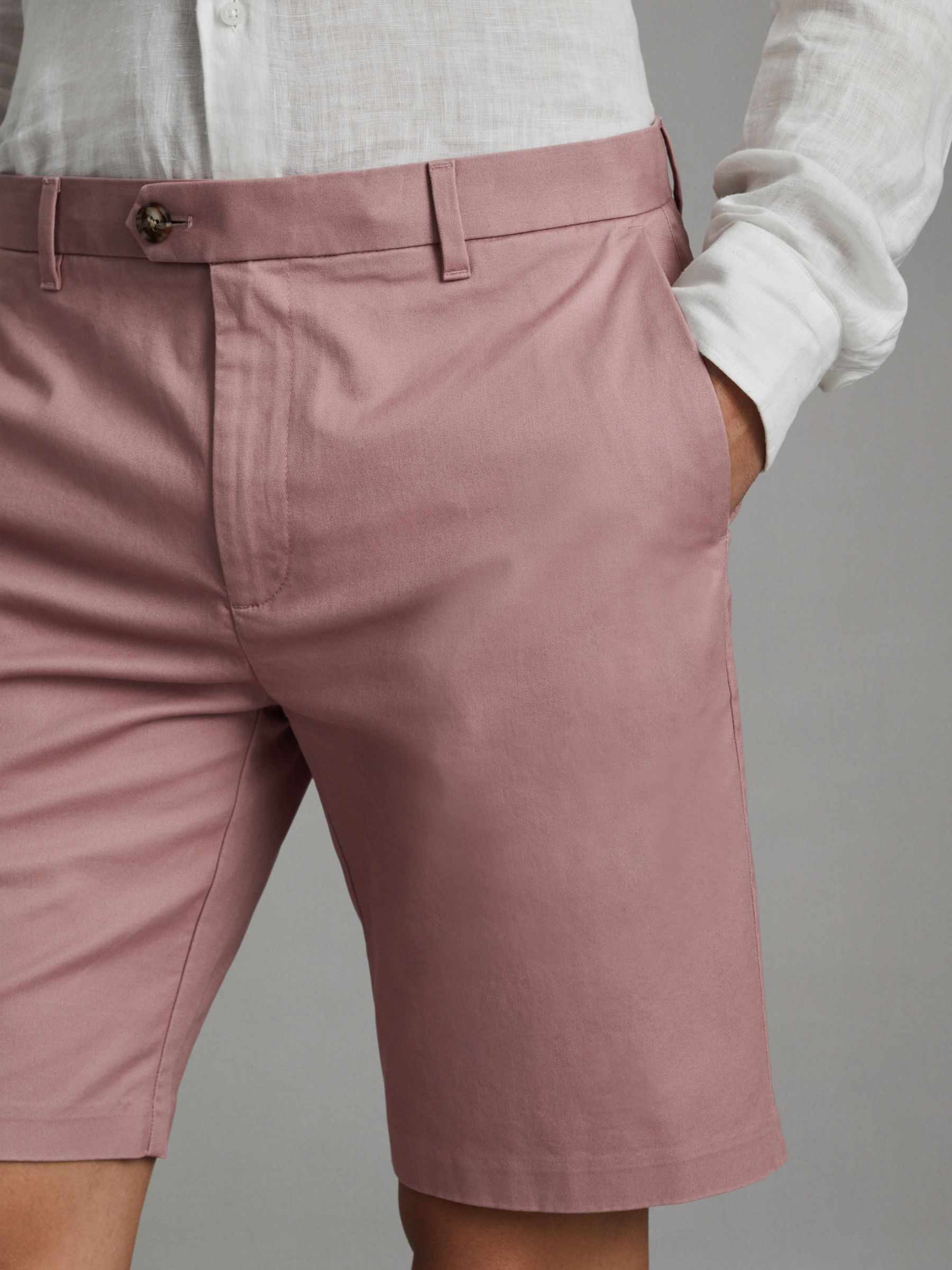 Modern Fit Cotton Blend Chino Shorts in Dusty Pink - Image 4 of 7