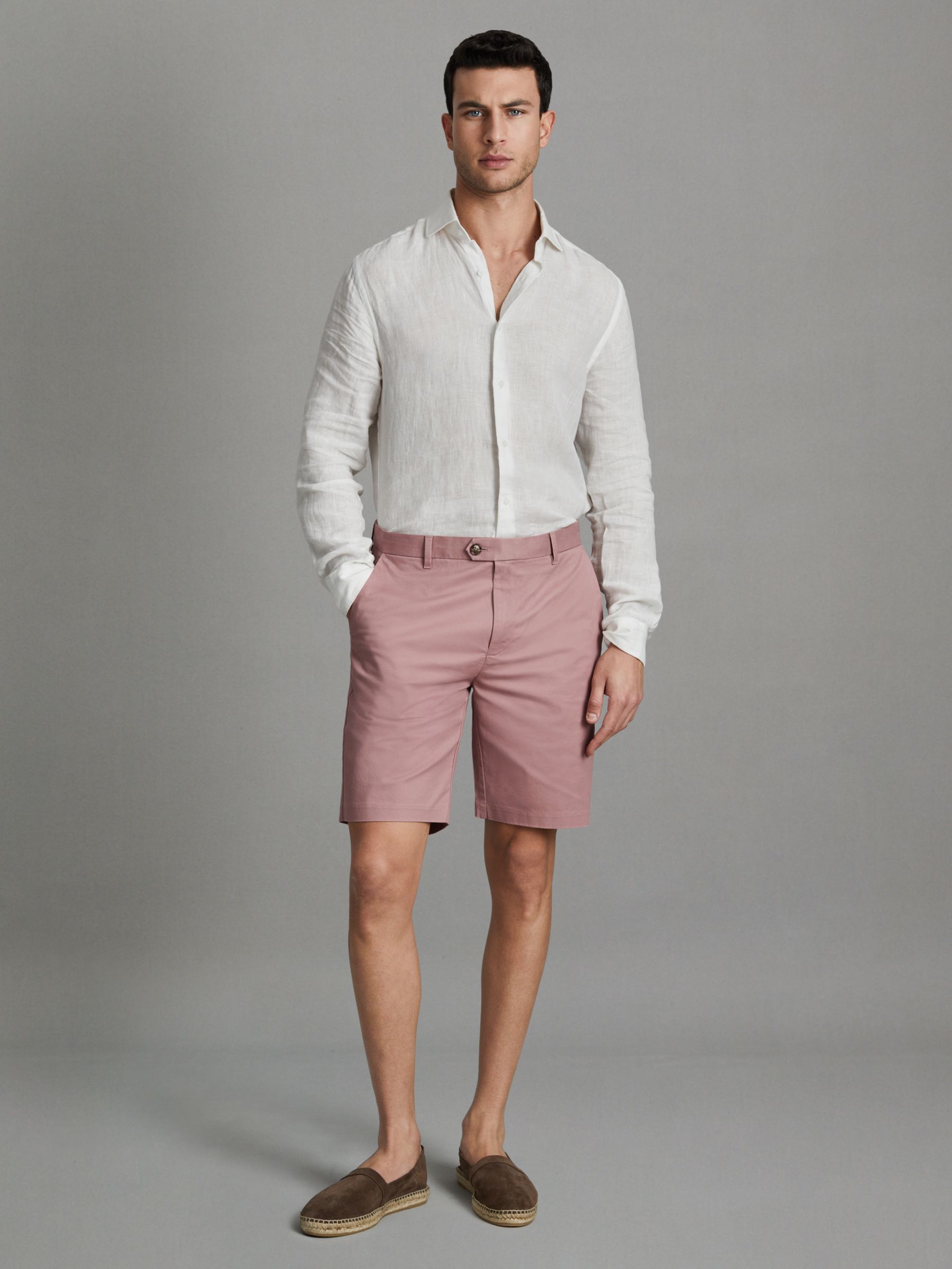 Modern Fit Cotton Blend Chino Shorts in Dusty Pink - Image 6 of 7
