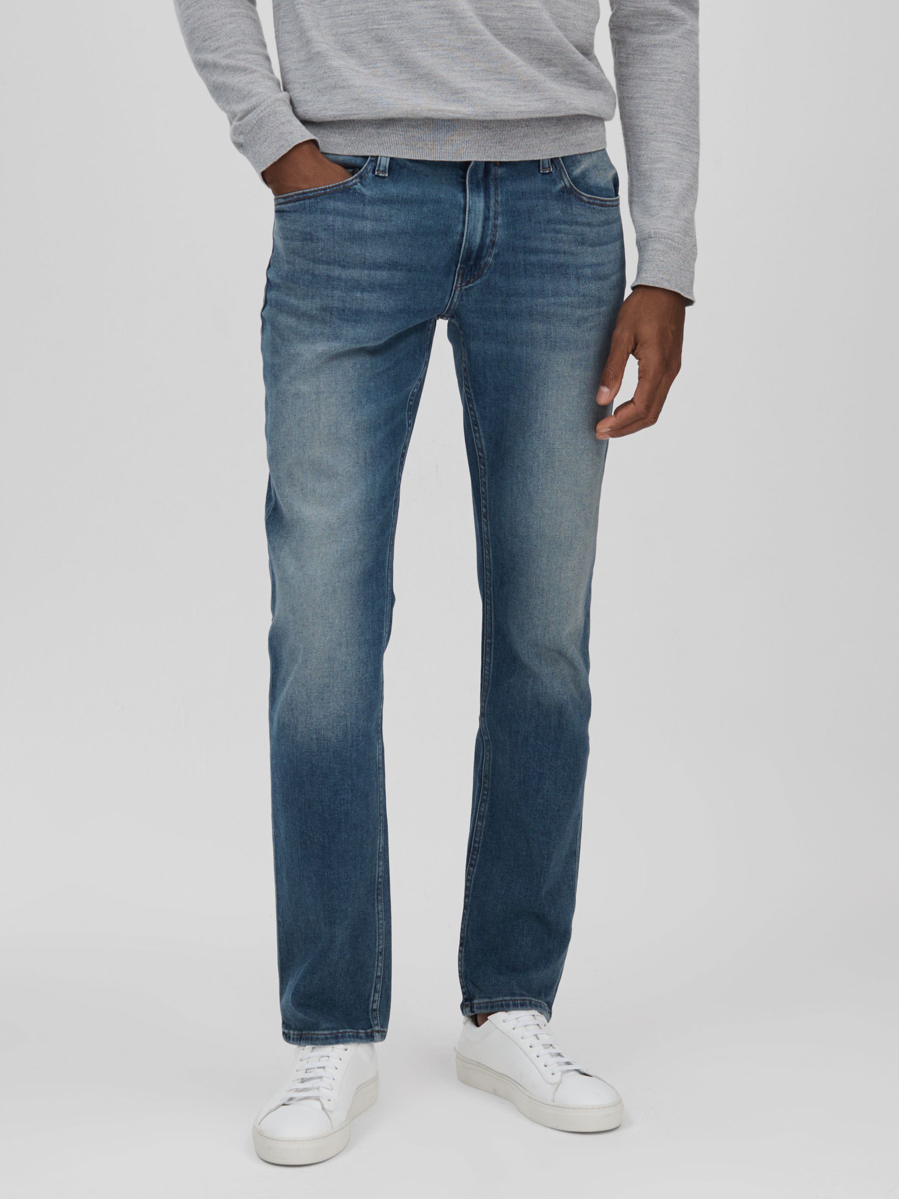 Paige Slim Fit Stretch Jeans in Hernandez Blue - Image 1 of 6 Paige Slim Fit Stretch Jeans in Hernandez Blue - Image 1 of 6