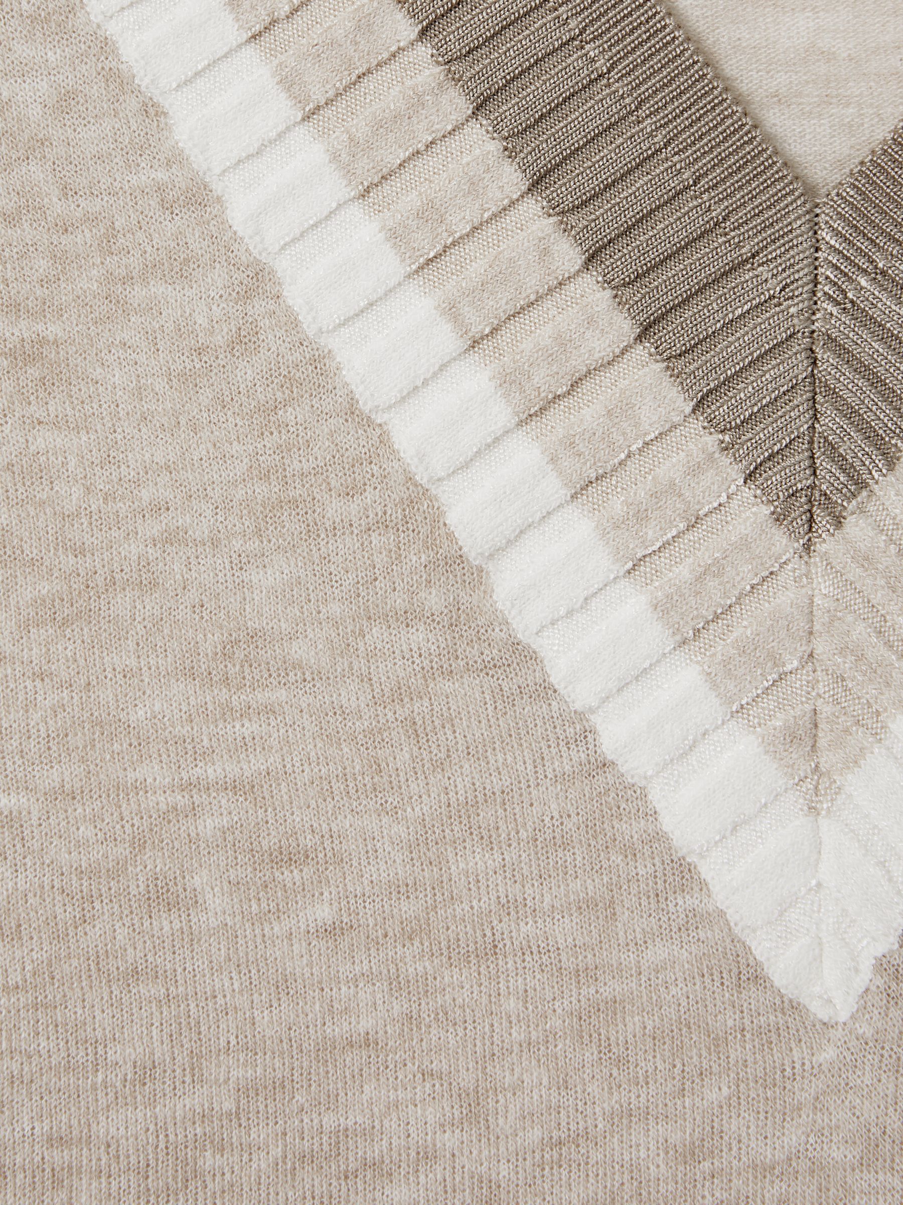 Cotton Blend Marled V-Neck Top in Neutral - Image 5 of 5