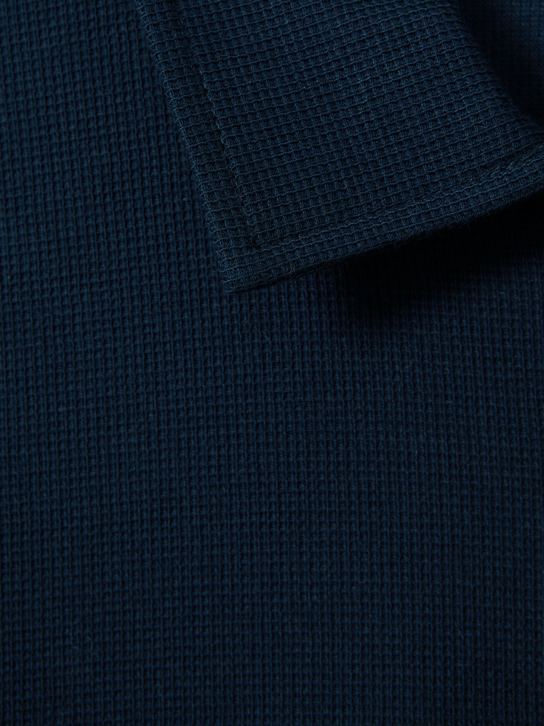 Cotton Textured Half-Zip Polo Shirt in Navy - Image 6 of 6