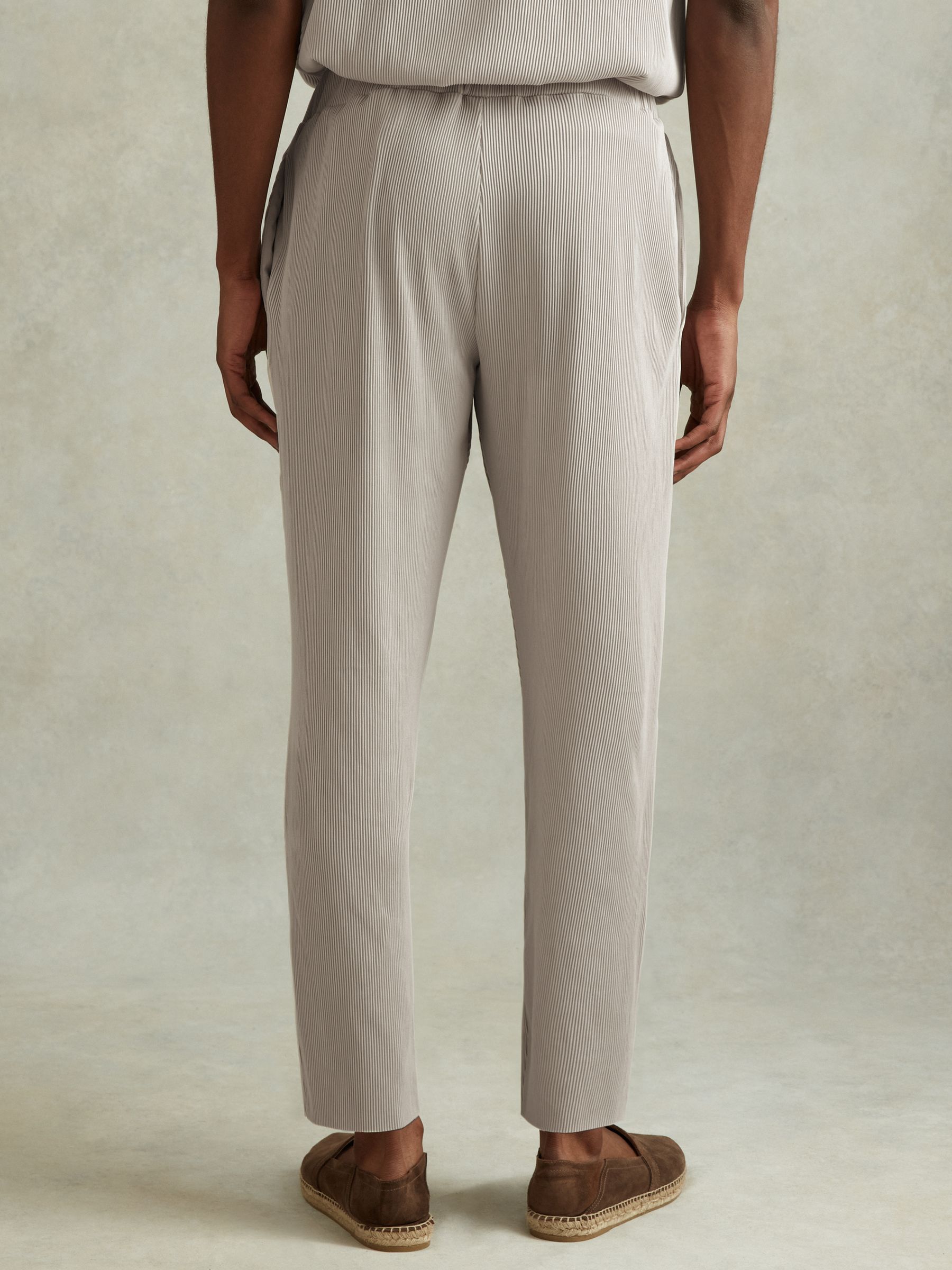 Ribbed Elasticated Waist Trousers in Silver - Image 4 of 5