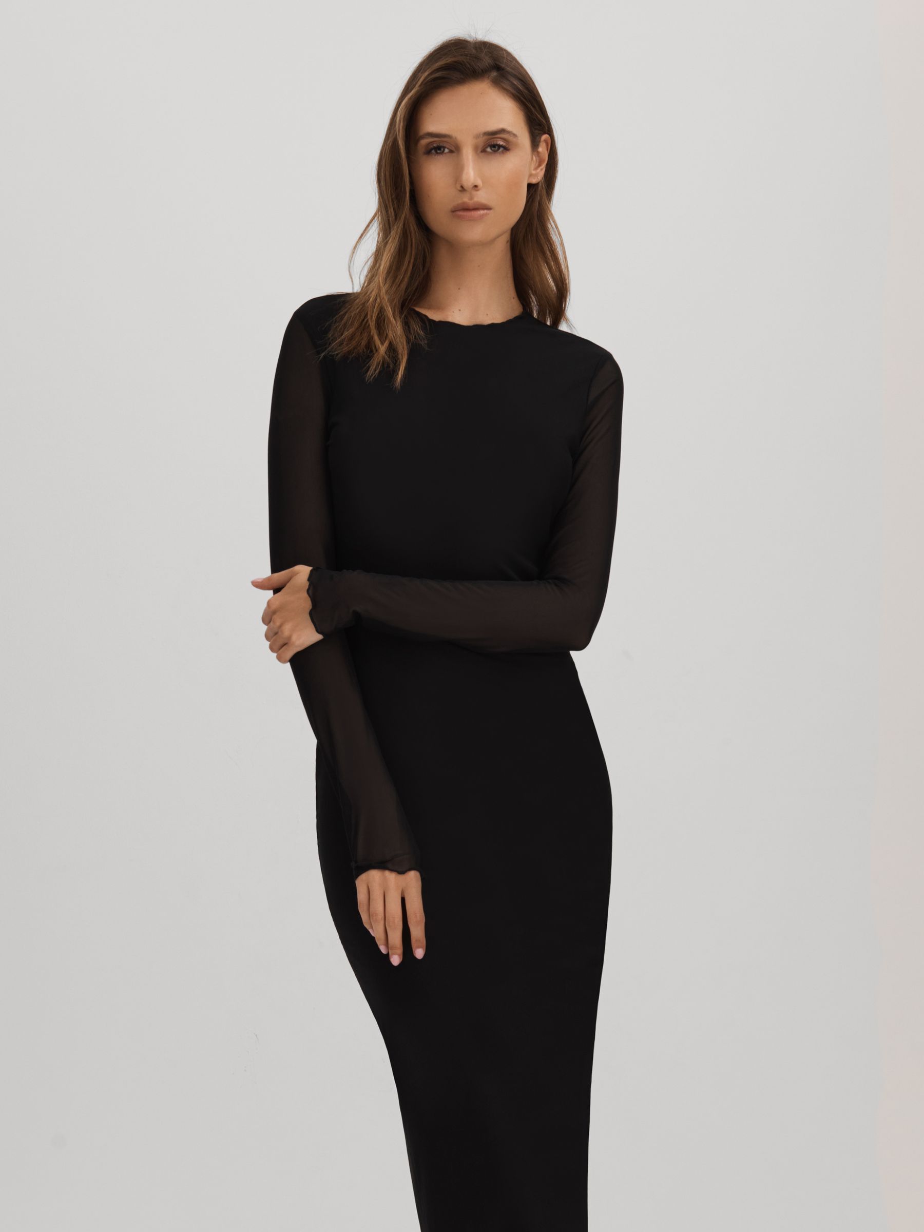 Good American Mesh Maxi Dress in Black - Image 1 of 5