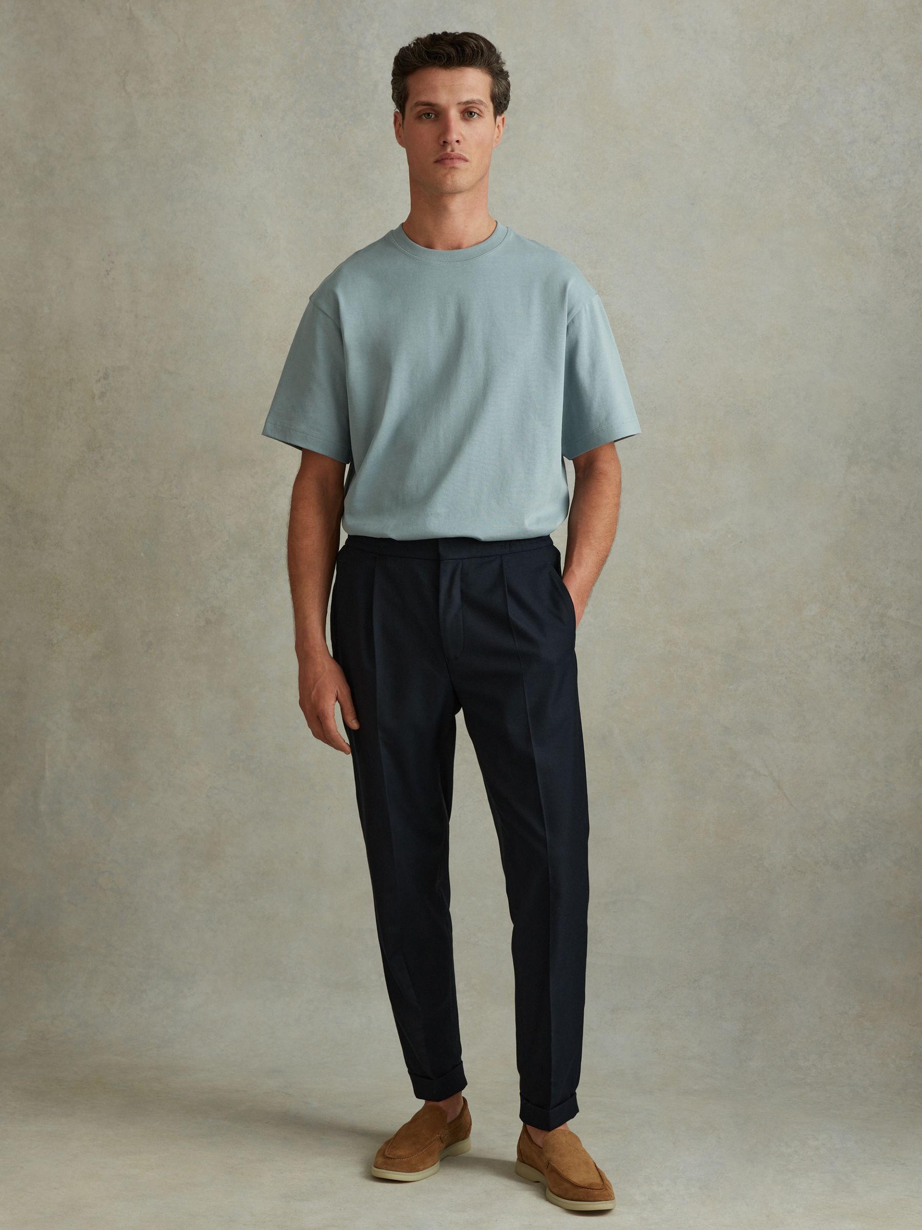 Oversized Garment Dye T-Shirt in Faded Denim - Image 1 of 6