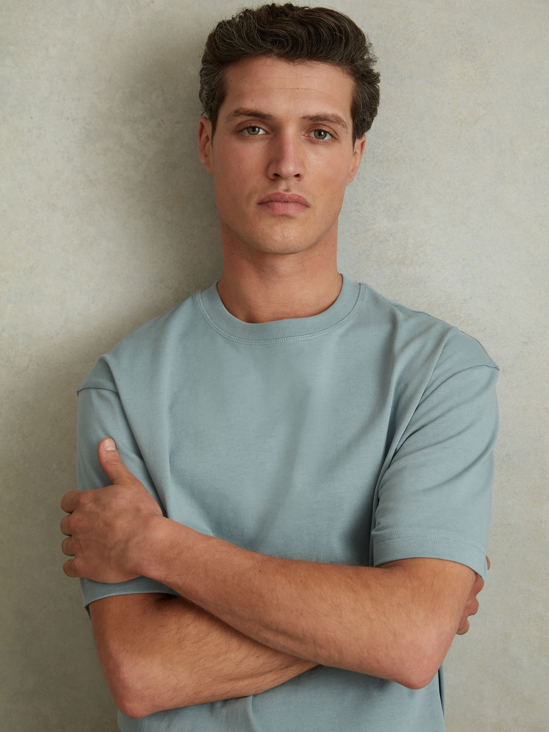Oversized Garment Dye T-Shirt in Faded Denim - Image 4 of 6