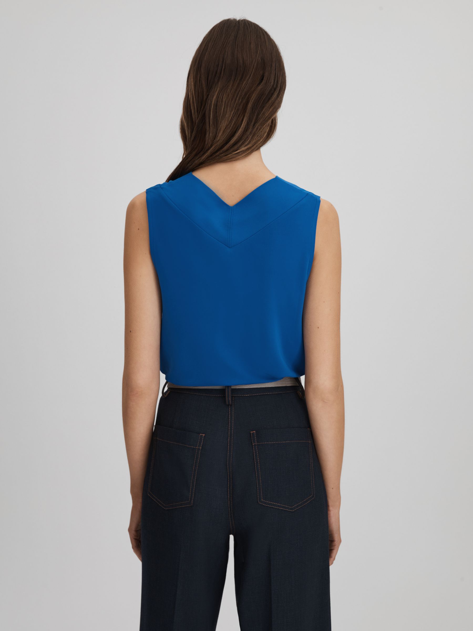 V-Neck Shell Blouse in Blue - Image 5 of 6