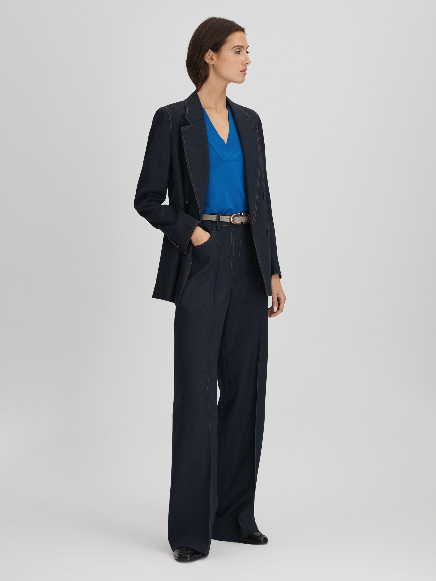 V-Neck Shell Blouse in Blue - Image 6 of 6