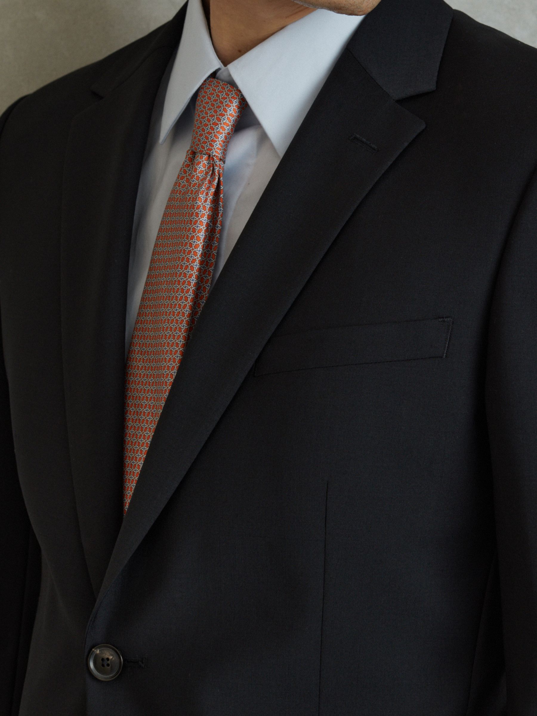 Silk Geometric Print Tie in Bright Orange - Image 2 of 5