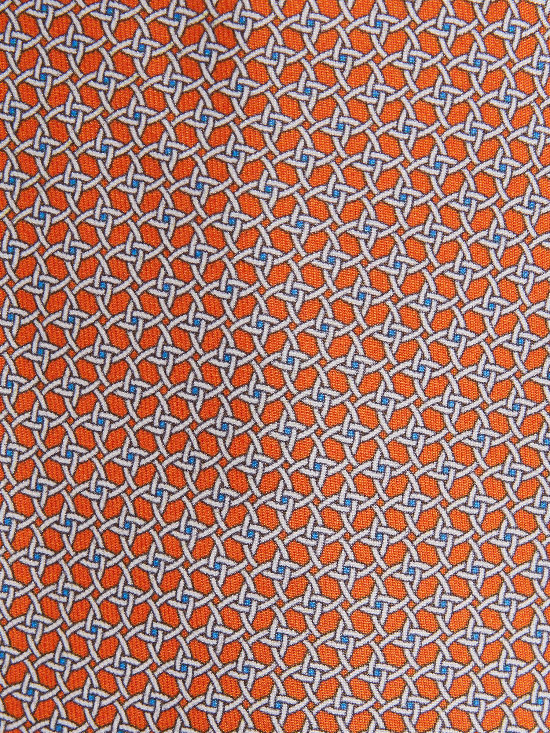 Silk Geometric Print Tie in Bright Orange - Image 5 of 5
