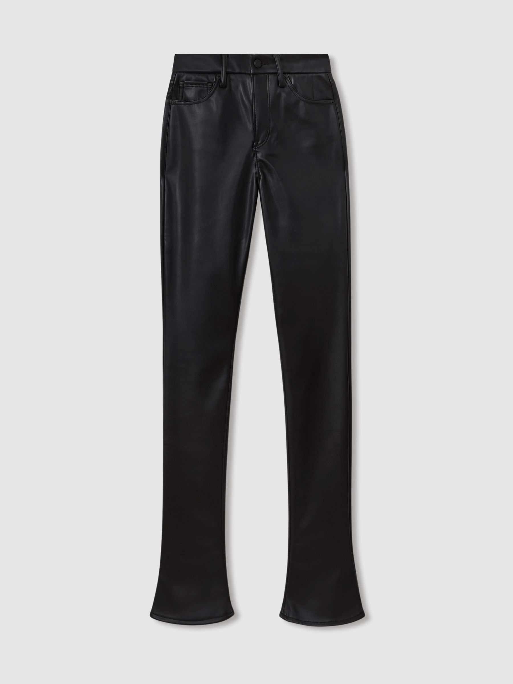 Faux Leather Slim Bootcut Trousers in Black - Image 2 of 5