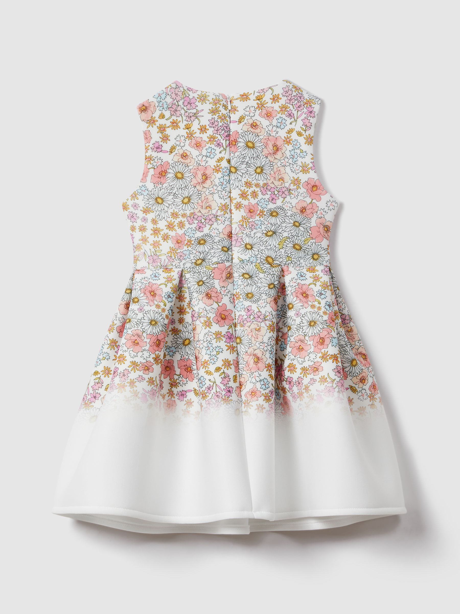 13-14 yrs Floral Scuba Bow Fit-and-Flare Dress in Pink Print - Image 4 of 5