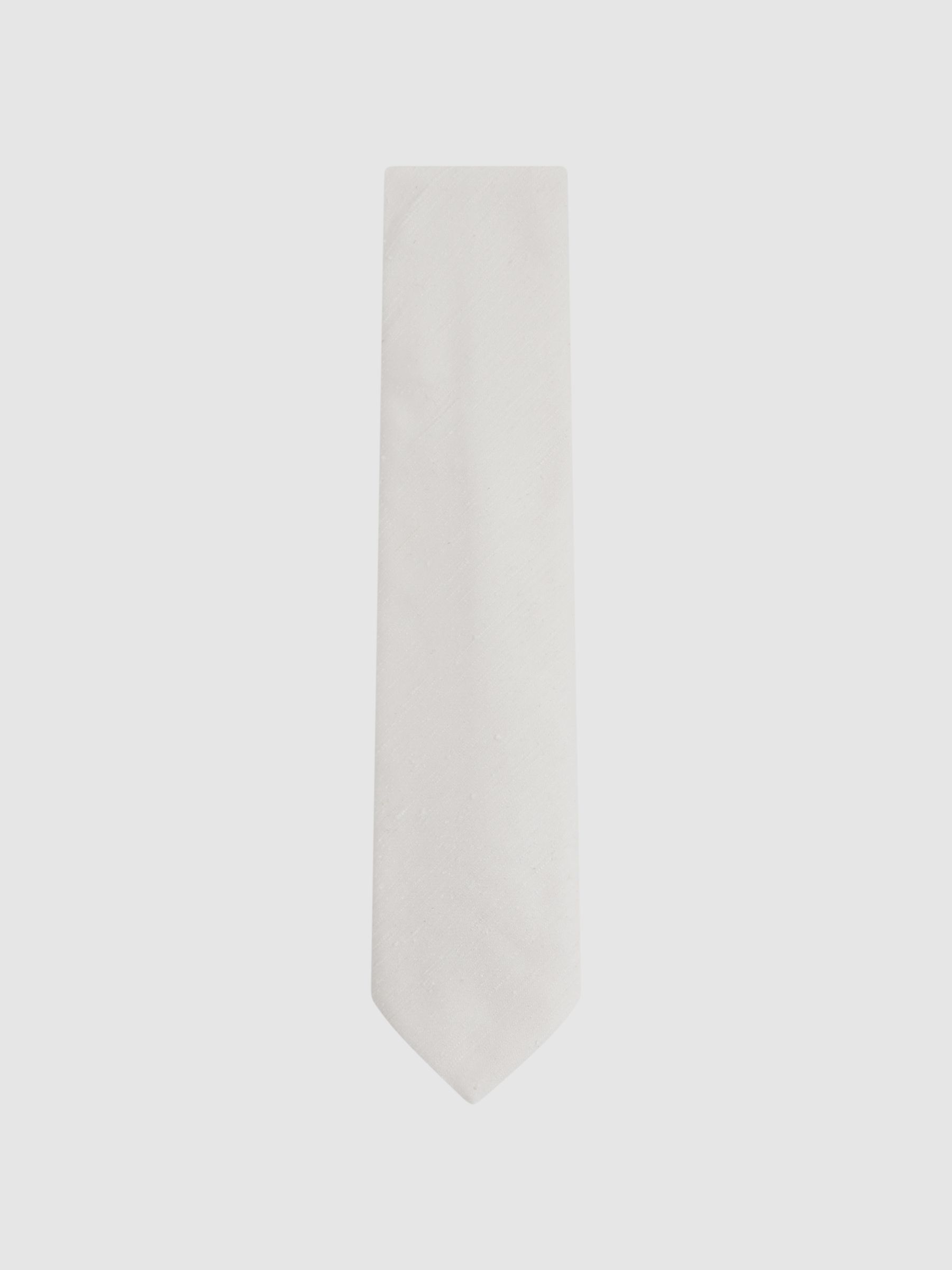Textured Silk Blend Tie in Cream - Image 1 of 5