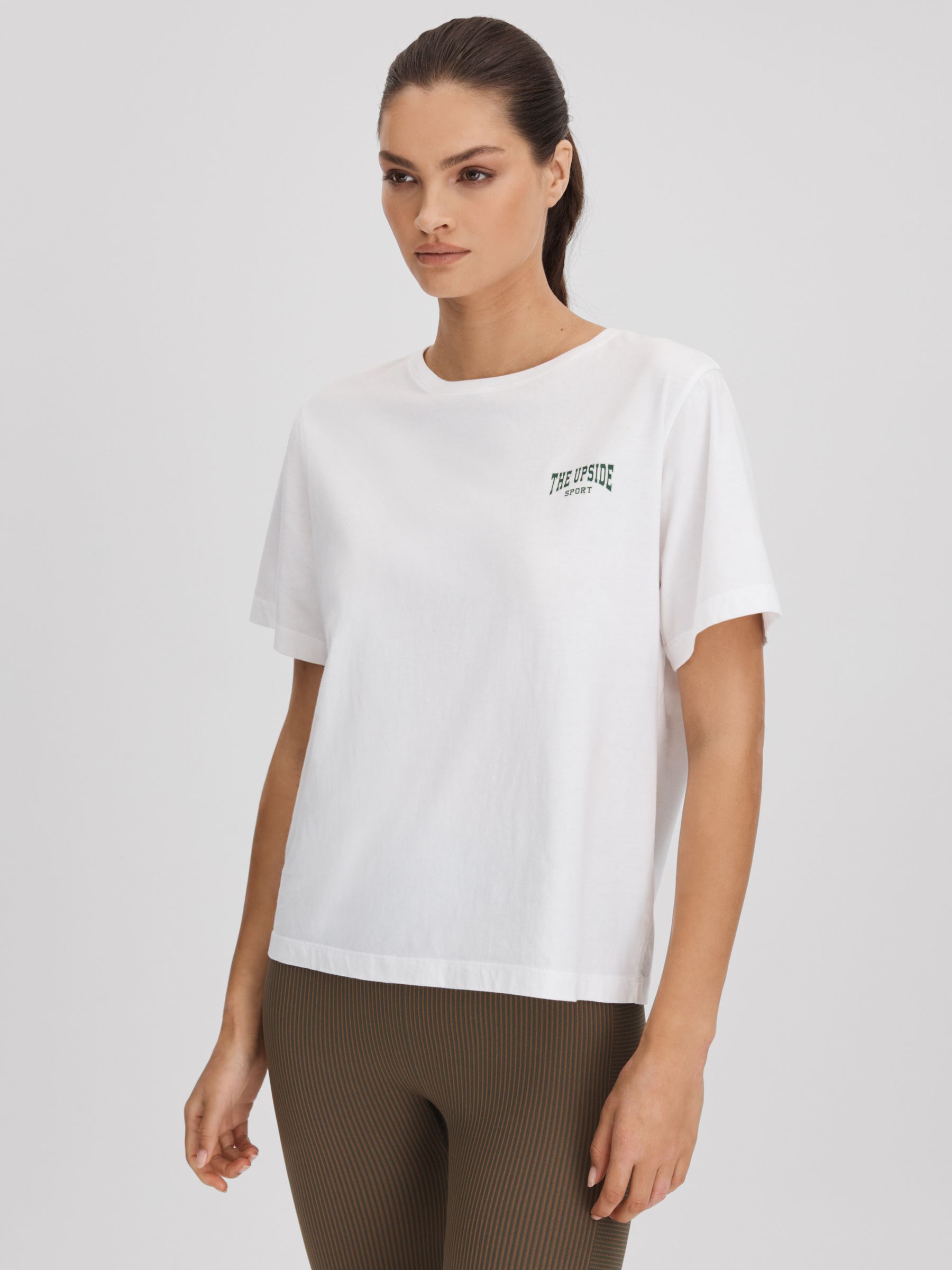The Upside Cotton Crew Neck T-Shirt in White - Image 1 of 5
