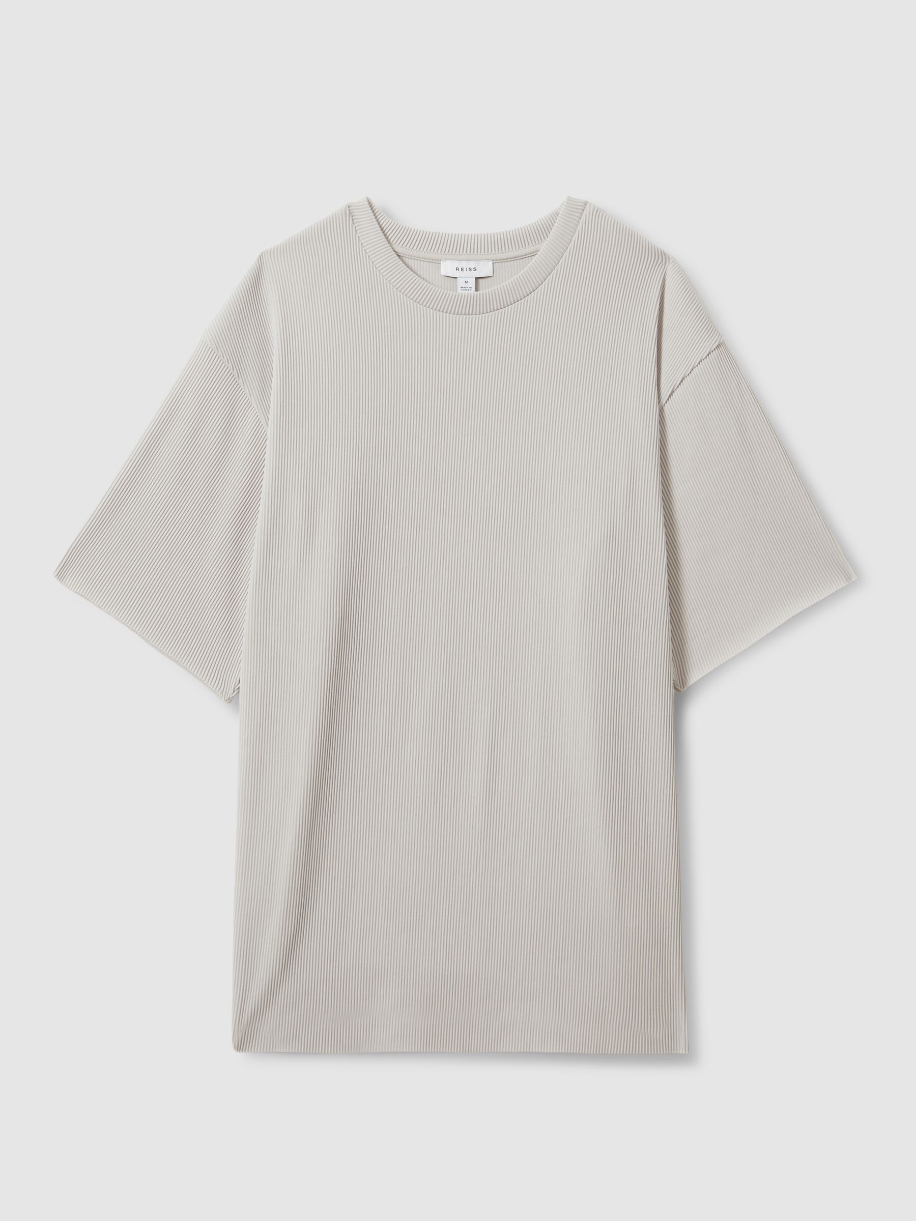 Oversized Ribbed Crew Neck T-Shirt in Silver - Image 2 of 6