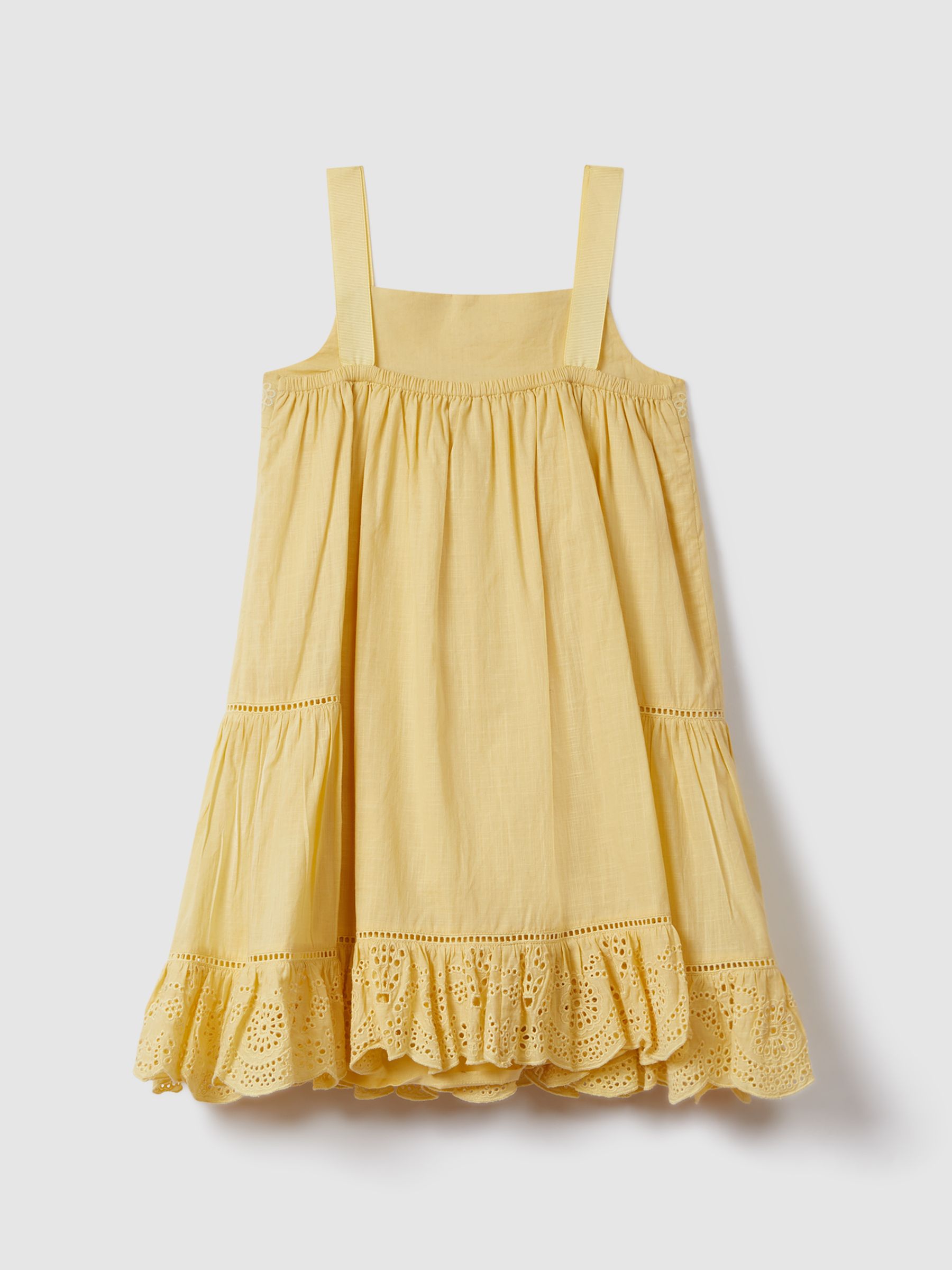 13-14 yrs Loose Cotton Broderie Dress in Yellow - Image 2 of 3