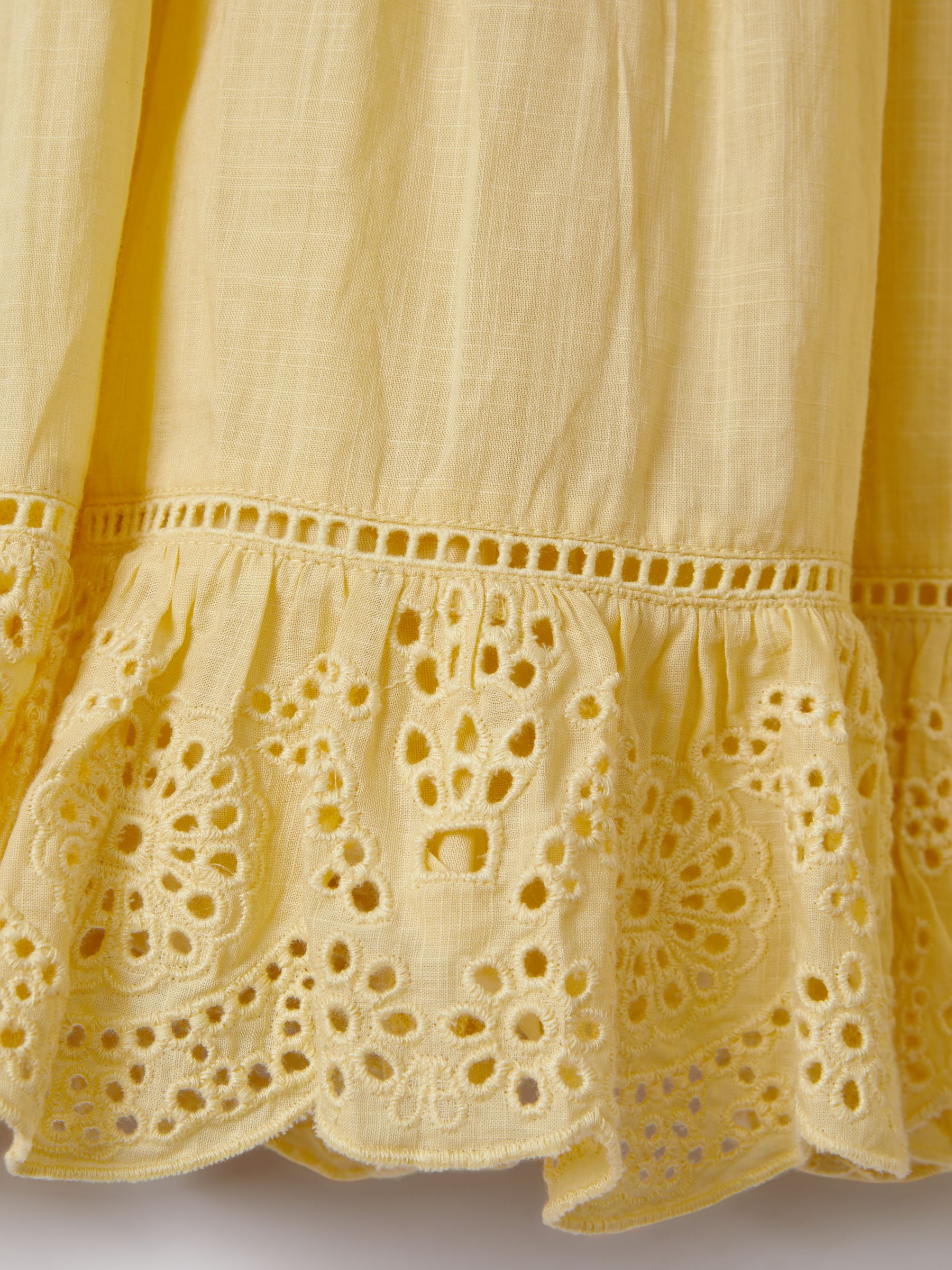 13-14 yrs Loose Cotton Broderie Dress in Yellow - Image 3 of 3