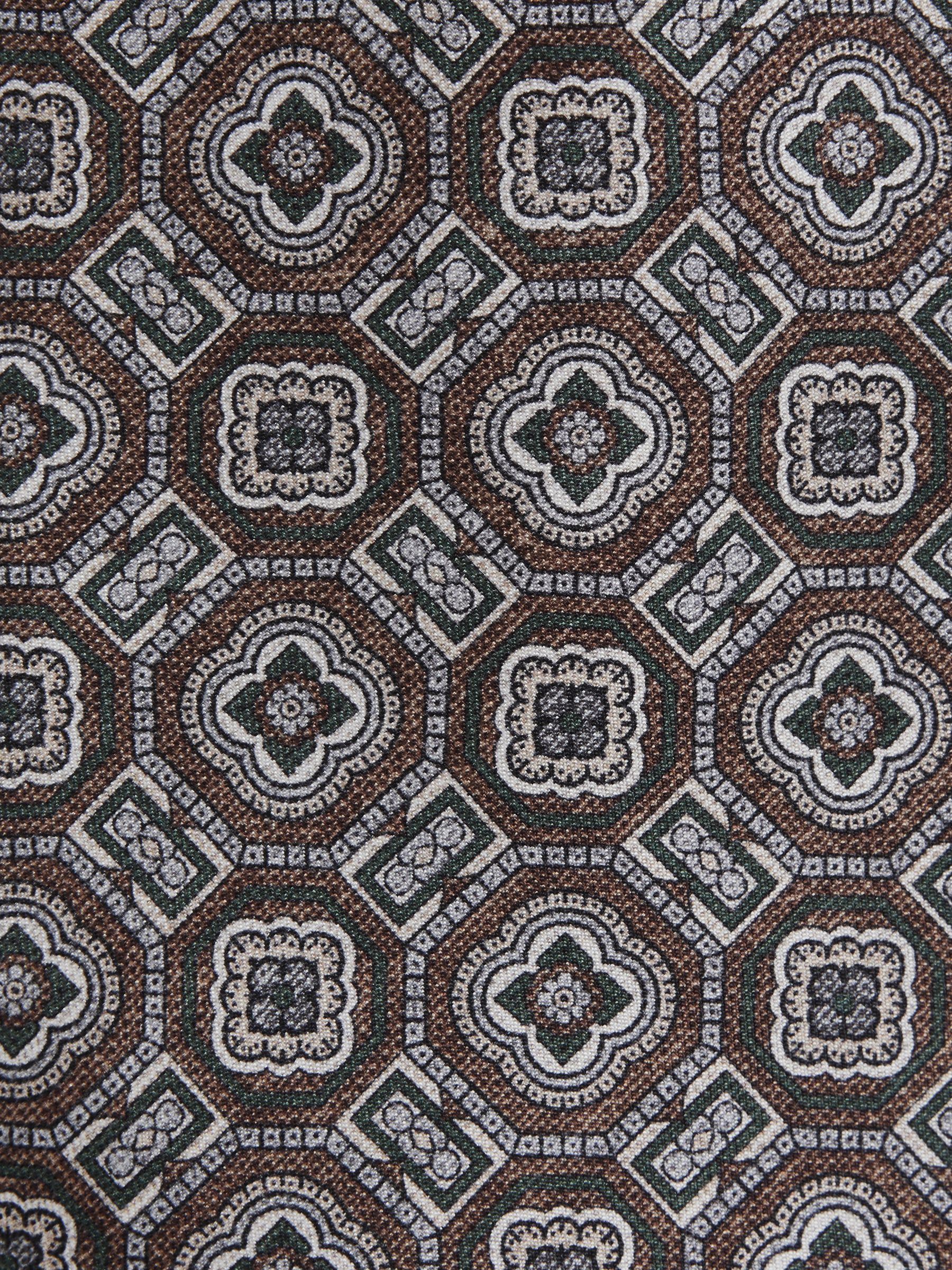Silk Medallion Print Tie in Tobacco - Image 5 of 5