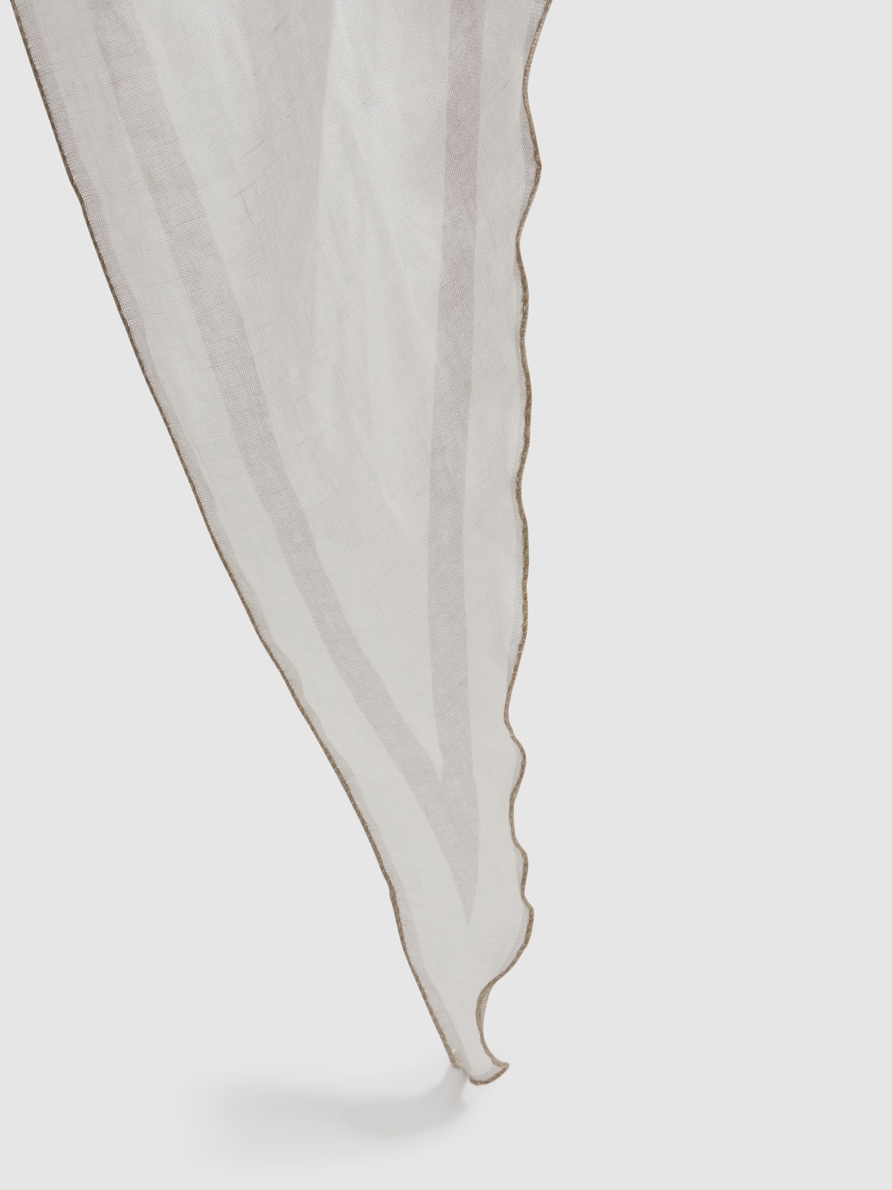 Rhombus Ecru 100% Linen Contrast Trim Scarf - Image 4 of 4