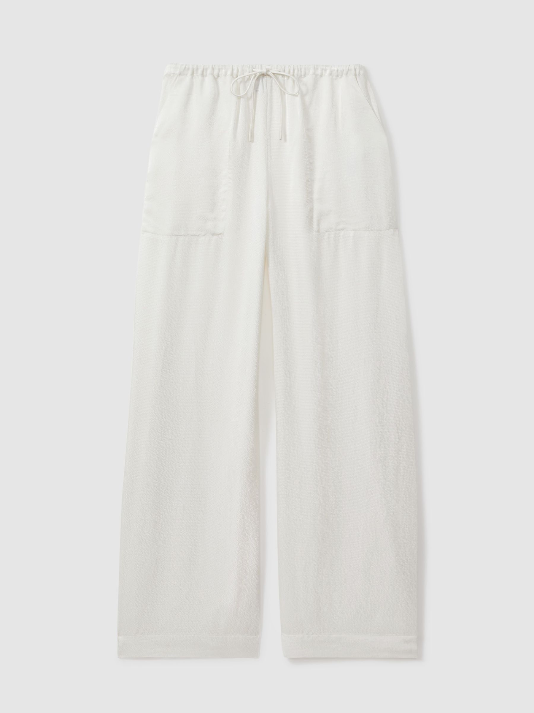 Textured Wide Leg Cover-Up Trousers in Ivory - Image 2 of 5