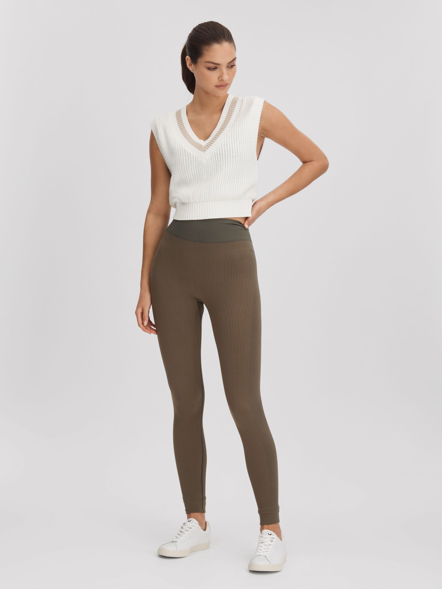 The Upside Knitted Cotton Cropped Vest in White - Image 3 of 5