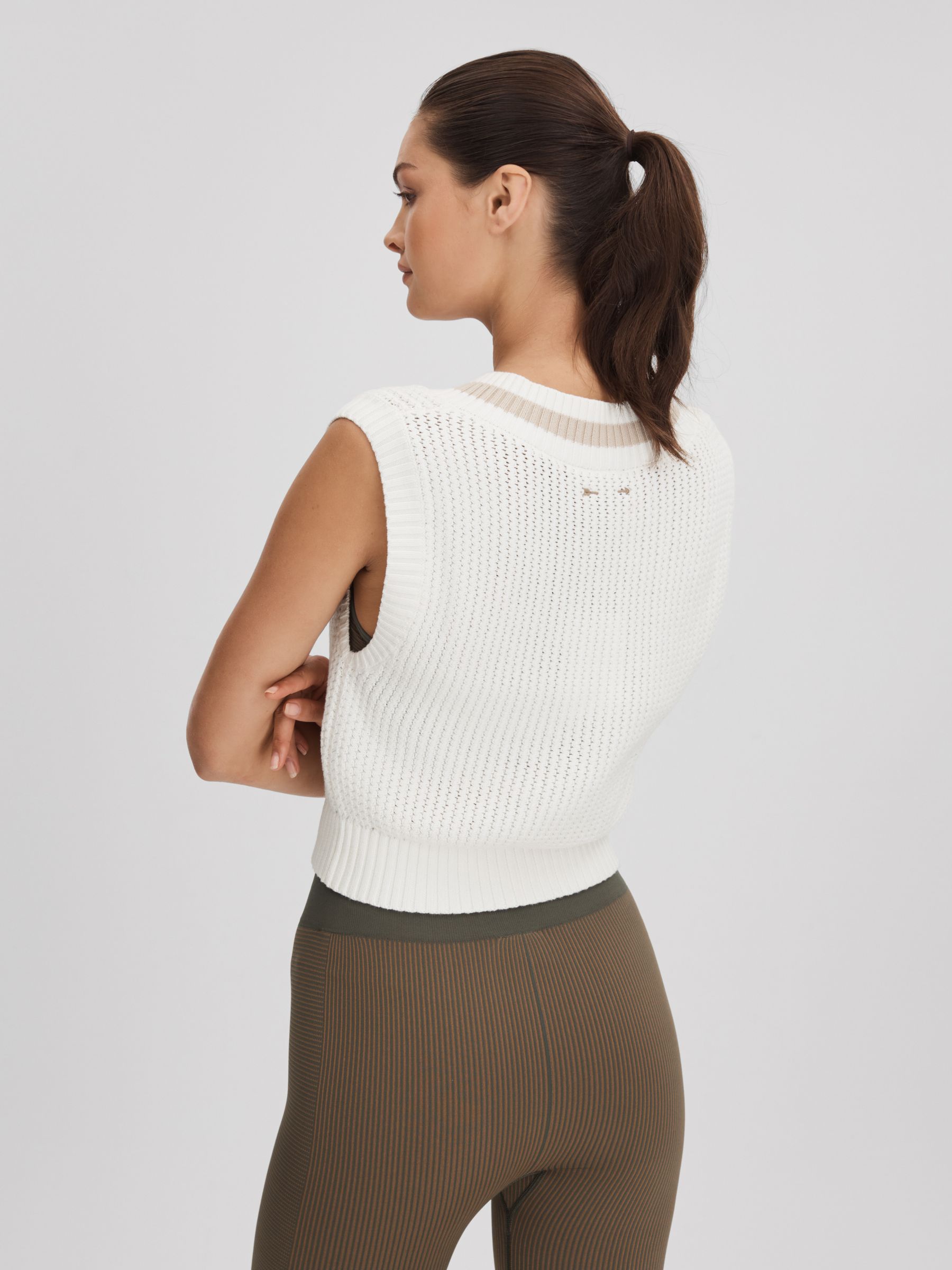 The Upside Knitted Cotton Cropped Vest in White - Image 4 of 5