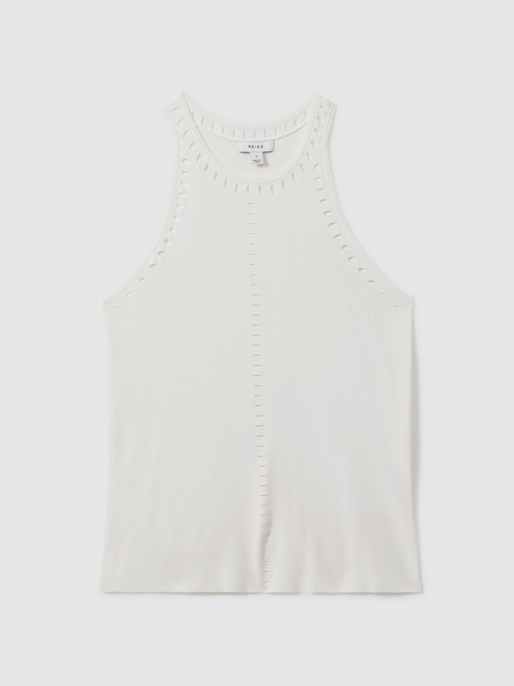 Fitted Cut-Out Detail Vest in Ivory - Image 2 of 5