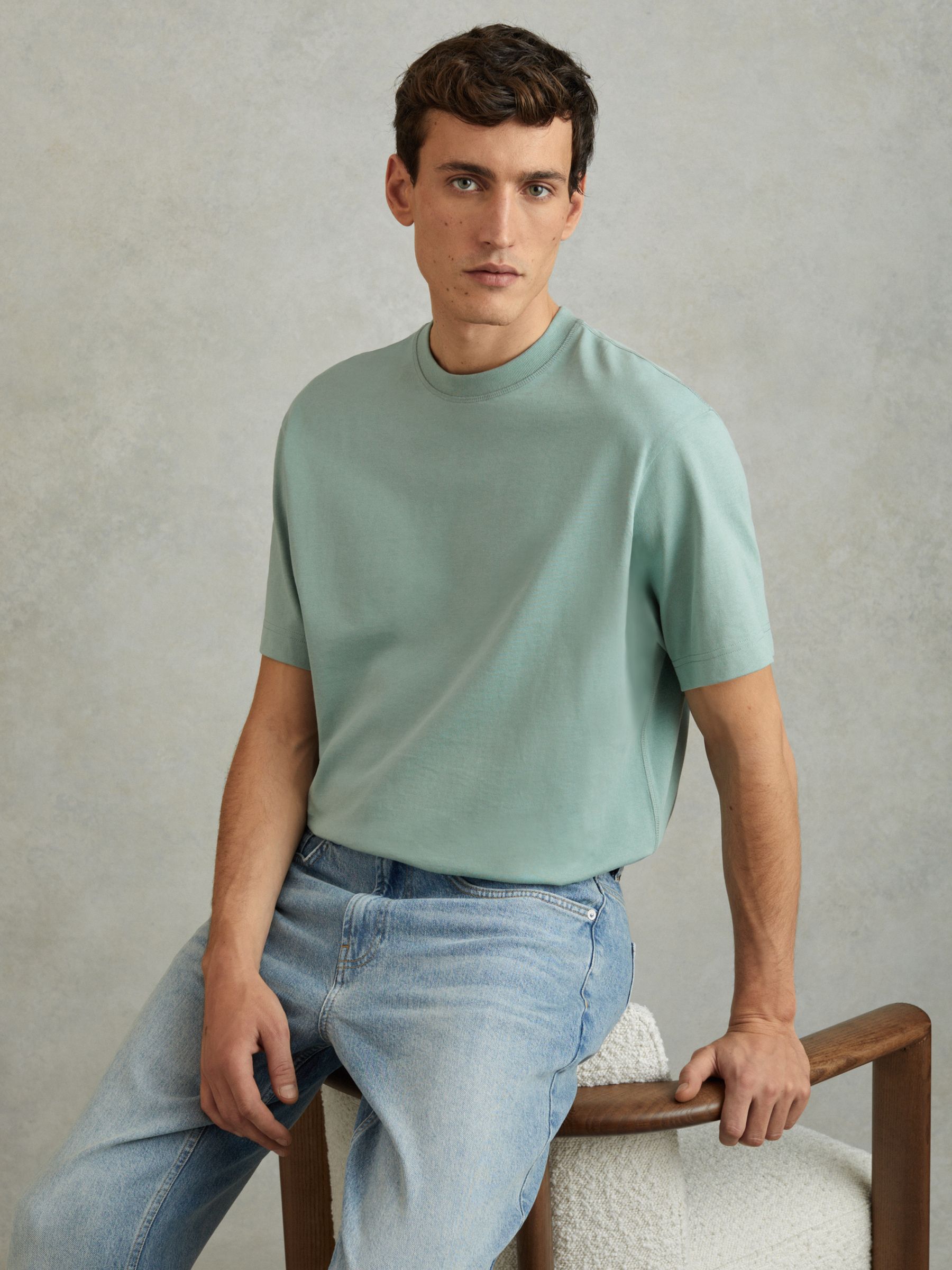 Oversized Garment Dye T-Shirt in Canton Green - Image 1 of 5
