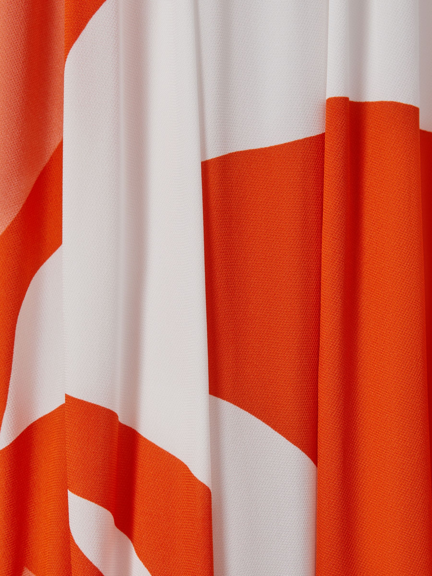 Printed Dipped Hem Midi Dress in Orange/White - Image 4 of 4