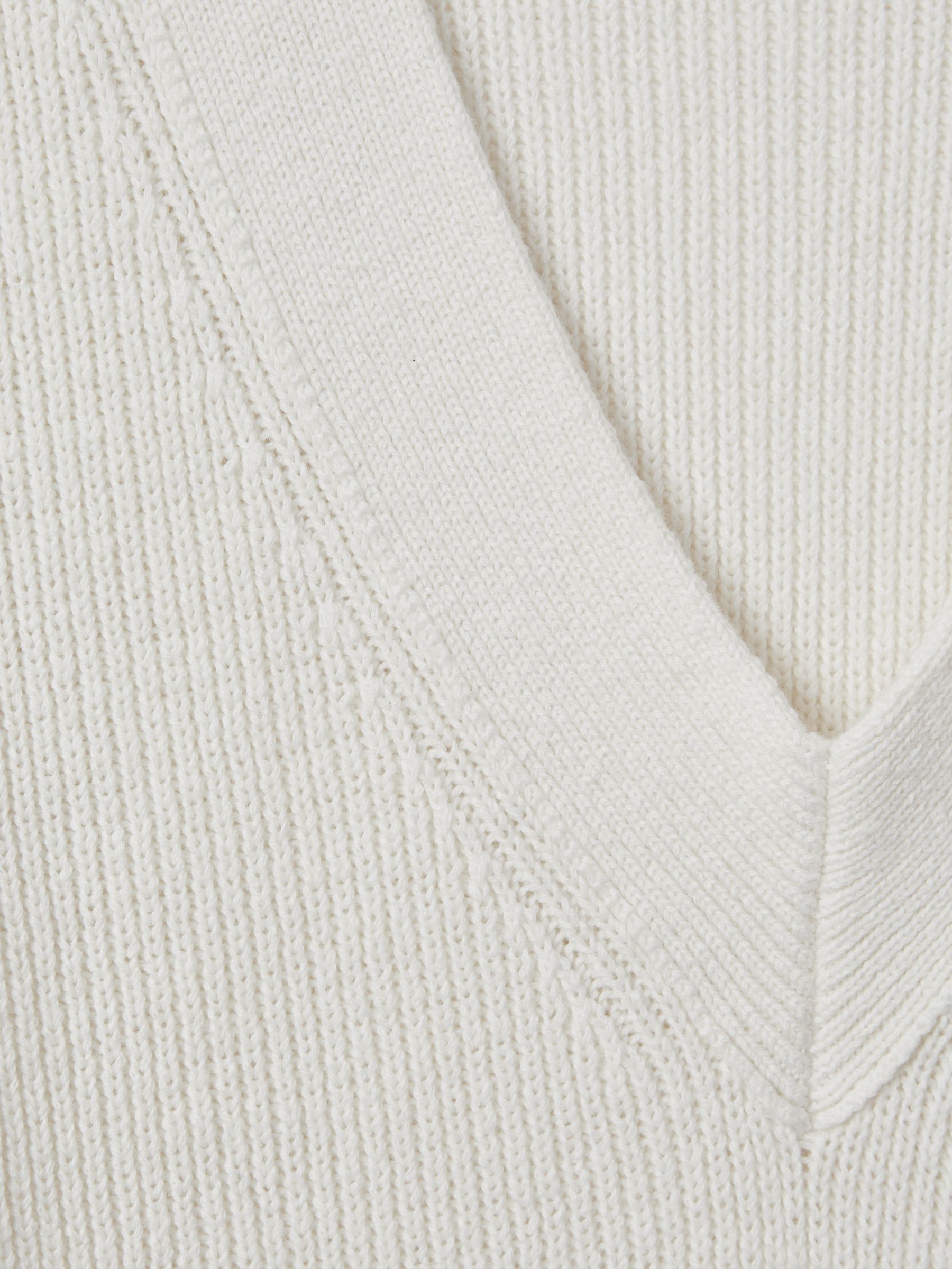 Cotton Blend Knitted V-Neck Top in Ivory - Image 6 of 6