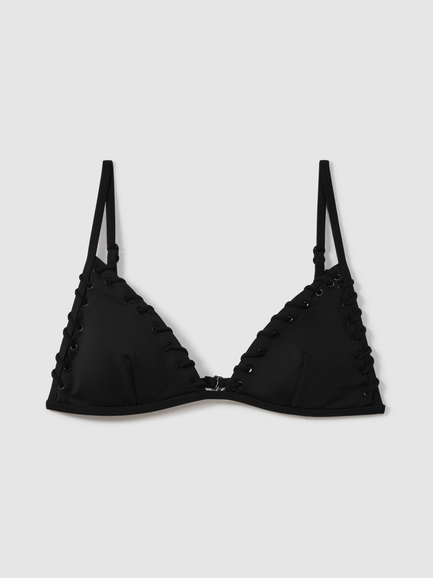 Whip Stitch Triangle Bikini Top in Black - Image 2 of 5