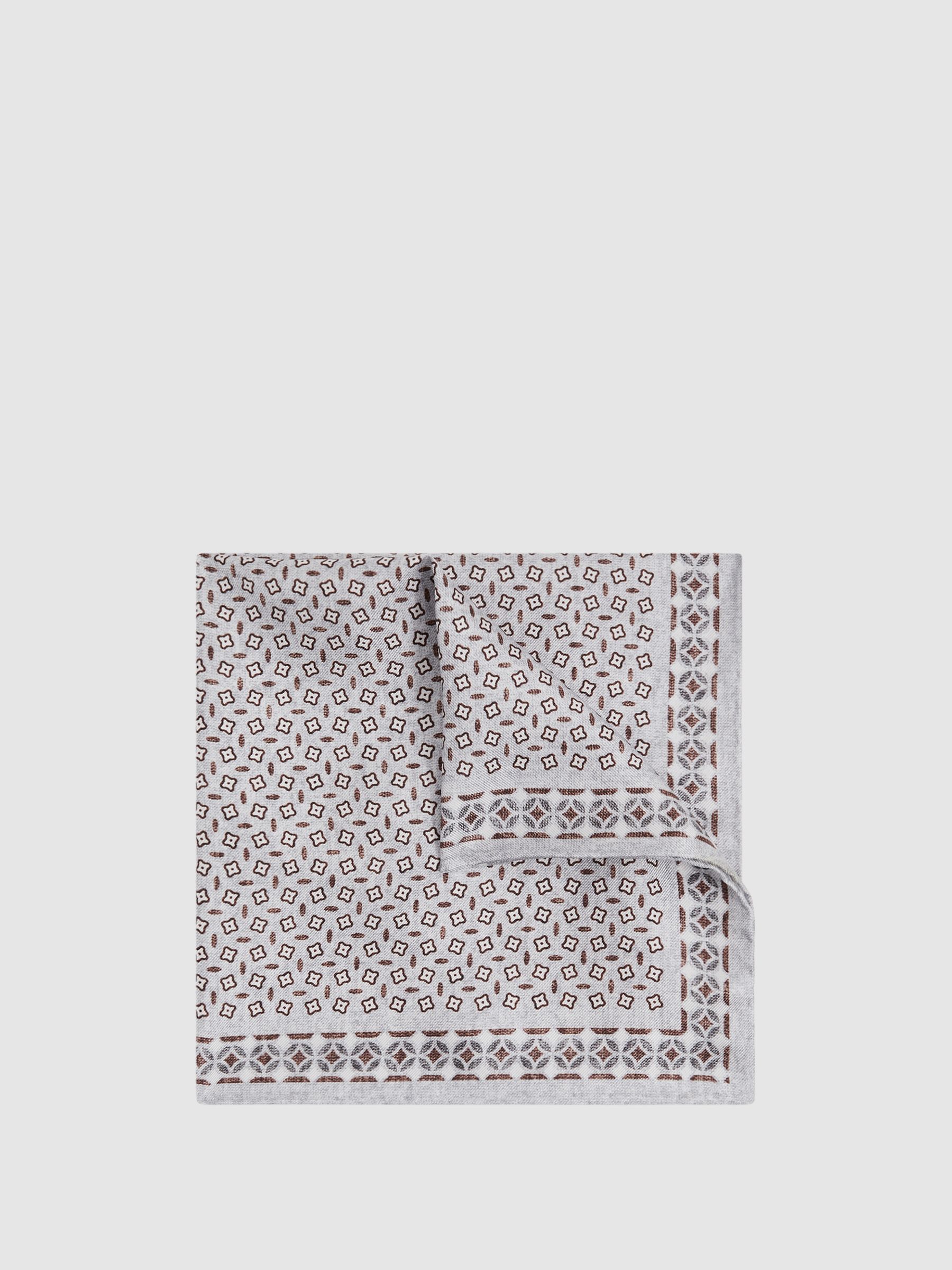 Silk Floral Print Pocket Square in Soft Ice - Image 1 of 5 Silk Floral Print Pocket Square in Soft Ice - Image 1 of 5