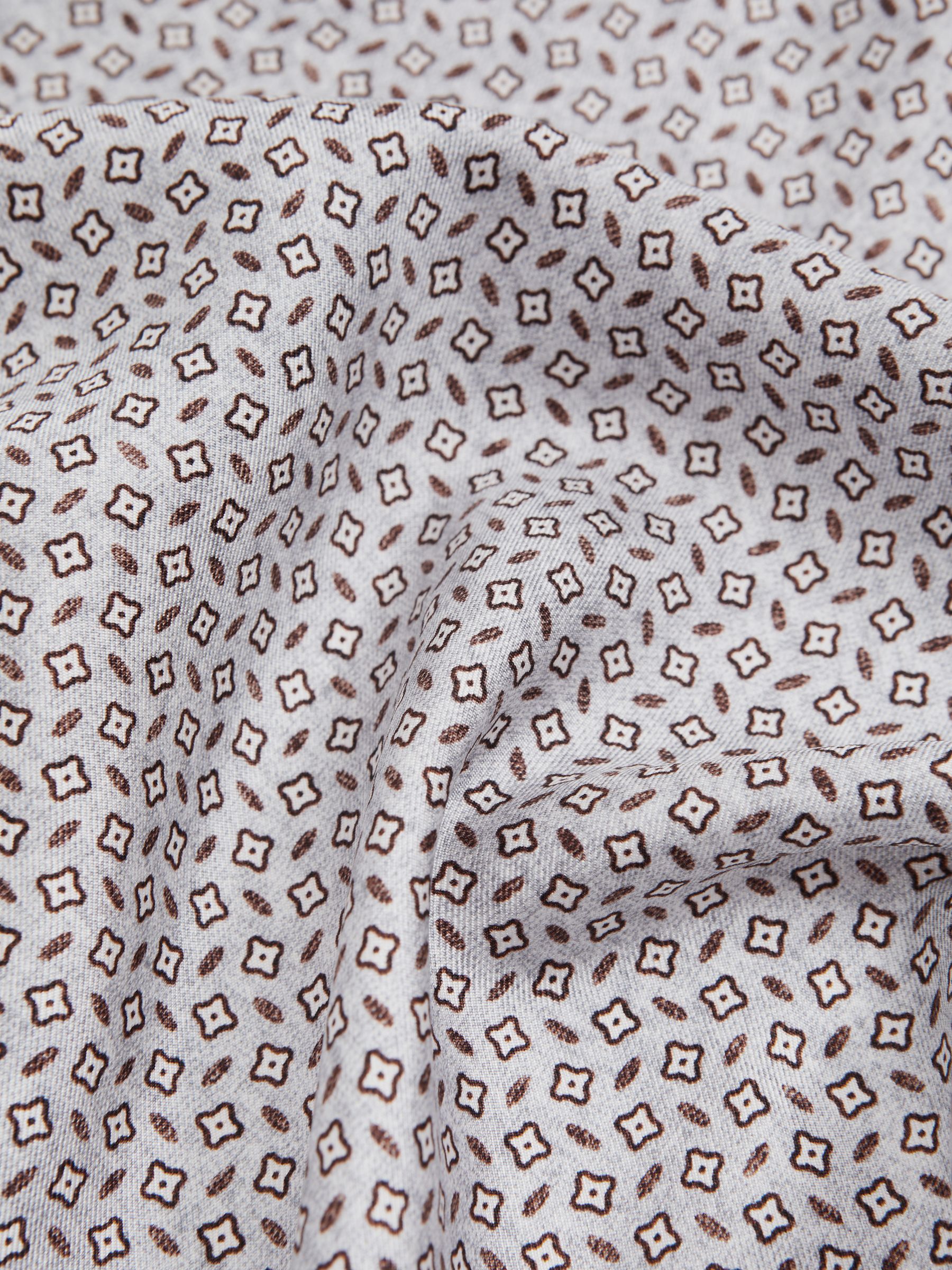 Silk Floral Print Pocket Square in Soft Ice - Image 3 of 5