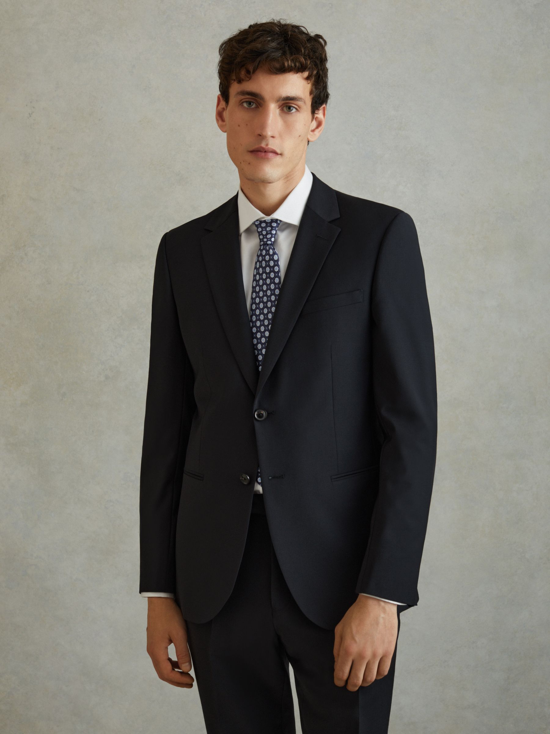 Silk Floral Print Tie in Eclipse Blue - Image 2 of 5
