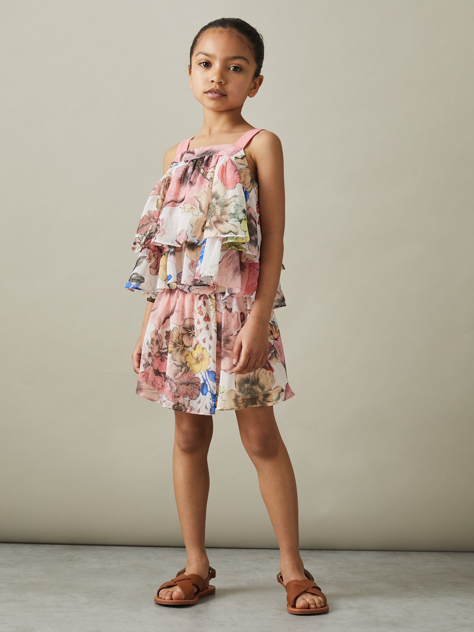 4-9 yrs Floral Print Skort Co-Ord in Pink Print - Image 1 of 5