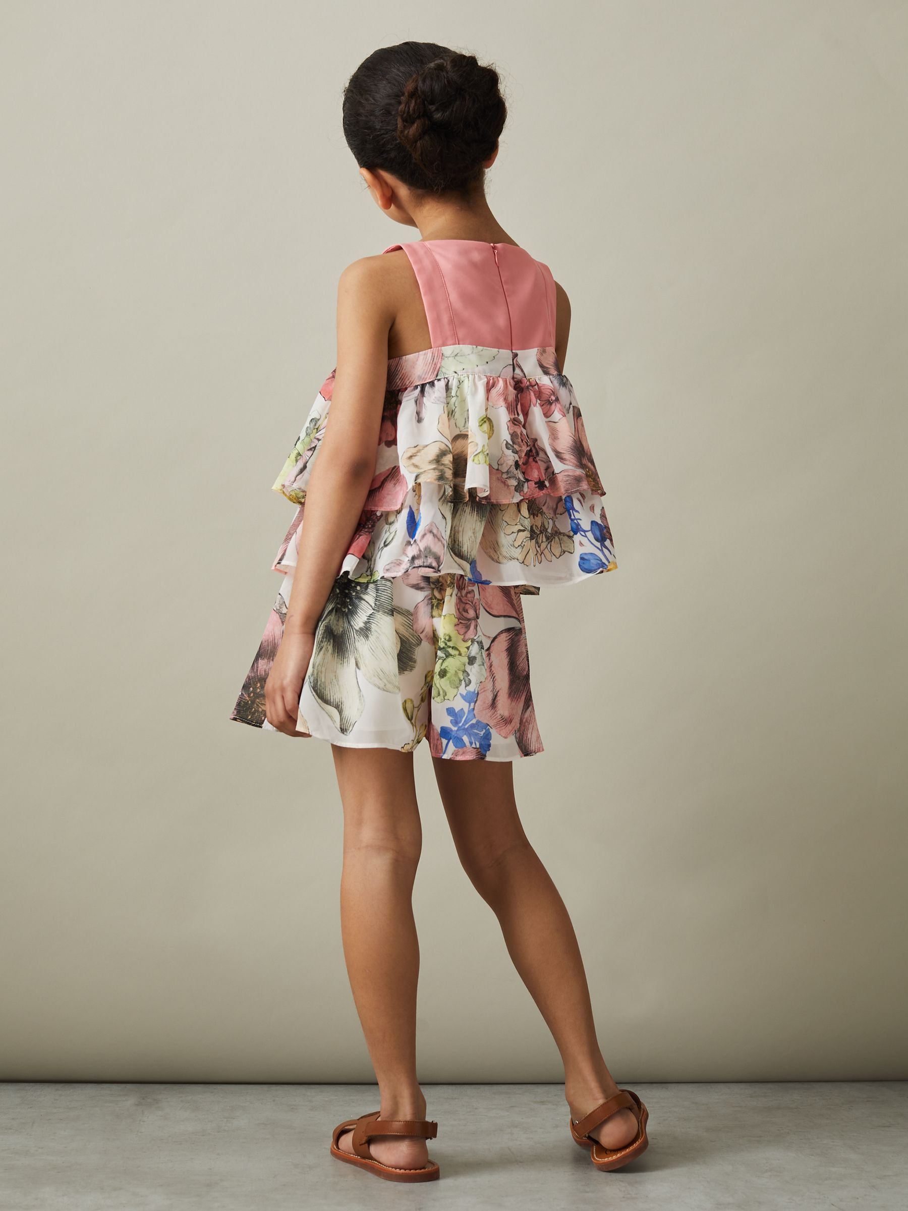 4-9 yrs Floral Print Skort Co-Ord in Pink Print - Image 4 of 5